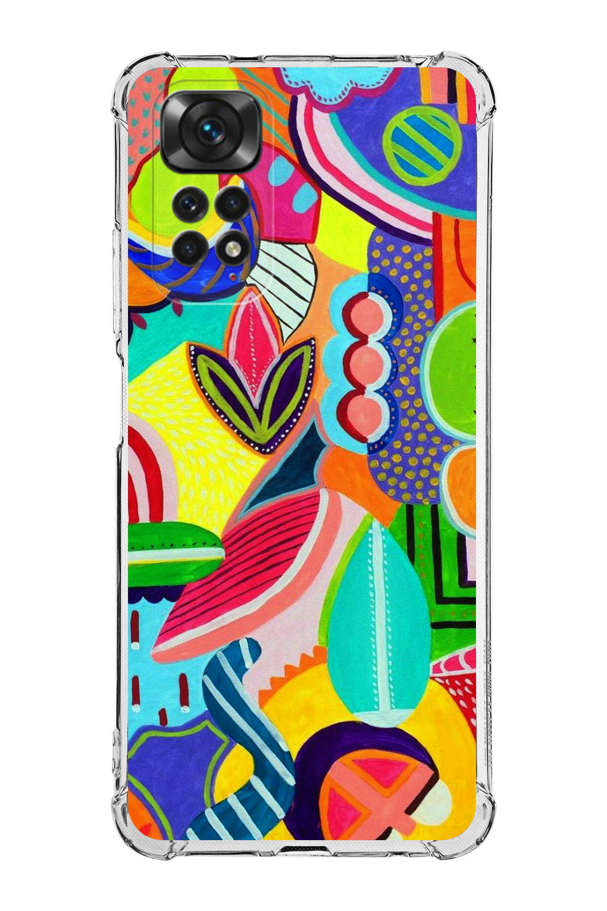 Xiaomi Redmi Note 11 Pro Uyumlu Retro Color 6 Baskılı Şeffaf Köşe Korumalı Antişok Kılıf