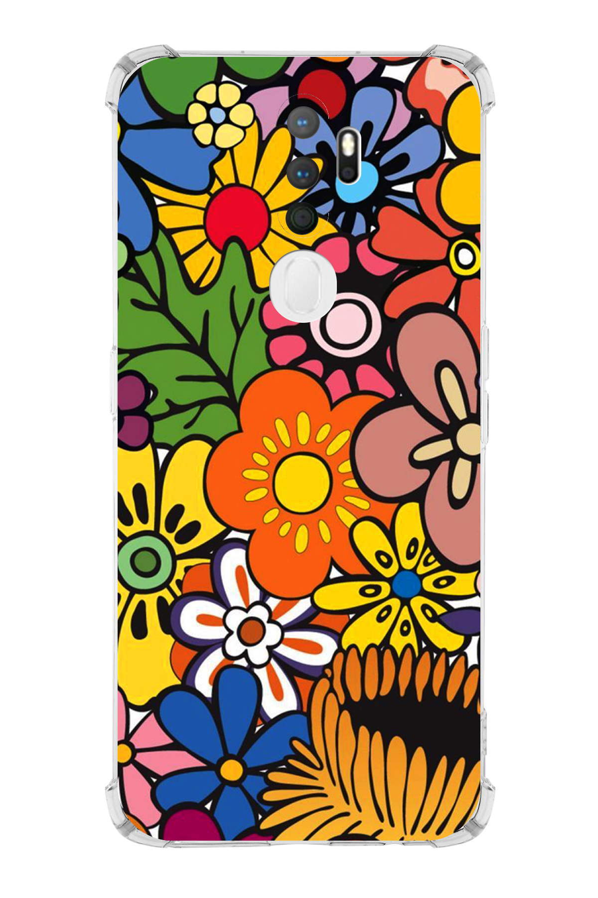 Oppo A5 2020 Uyumlu Retro Color 2 Baskılı Şeffaf Köşe Korumalı Antişok Kılıf