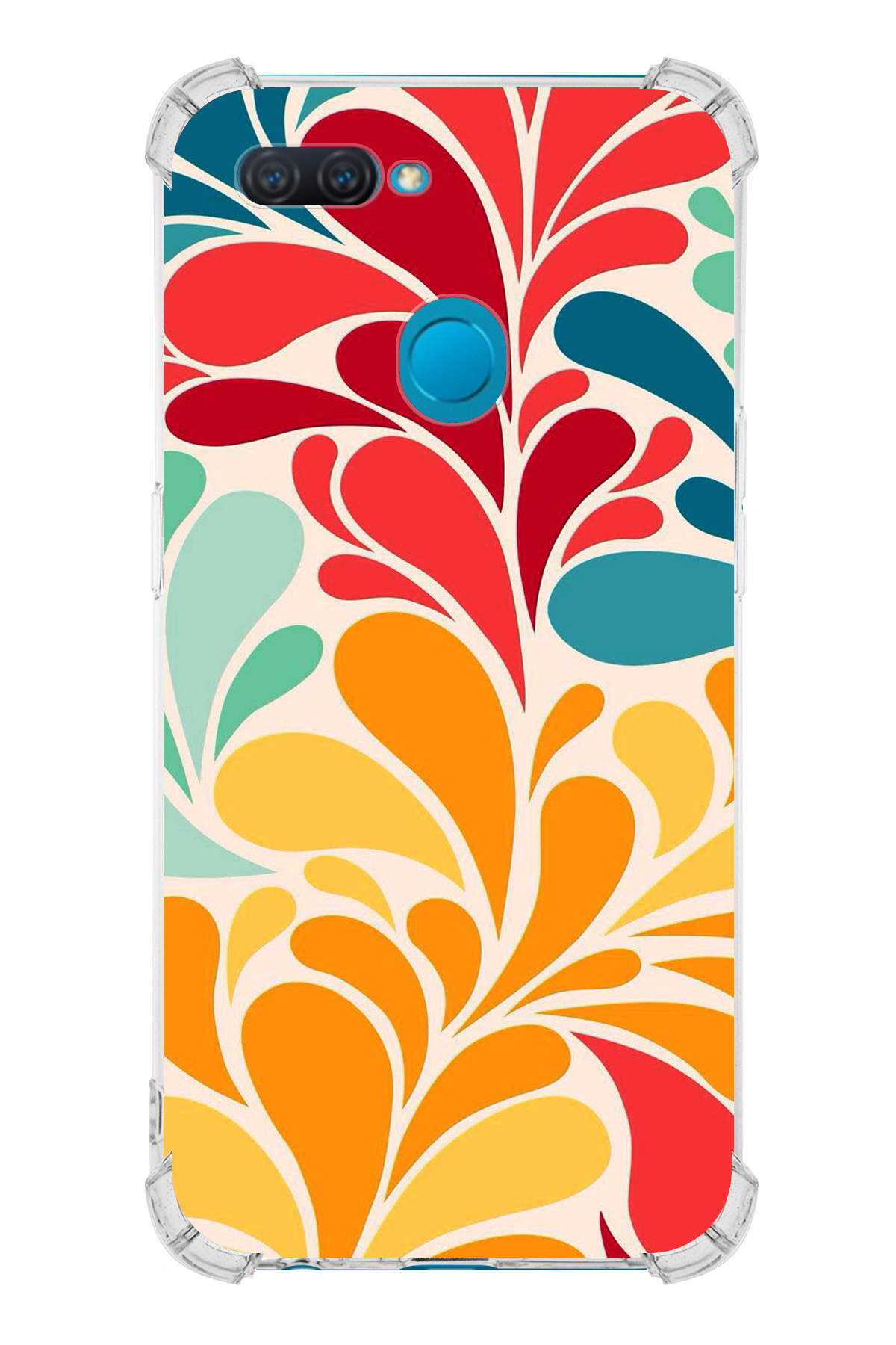 Oppo A12 Uyumlu Retro Color 5 Baskılı Şeffaf Köşe Korumalı Antişok Kılıf