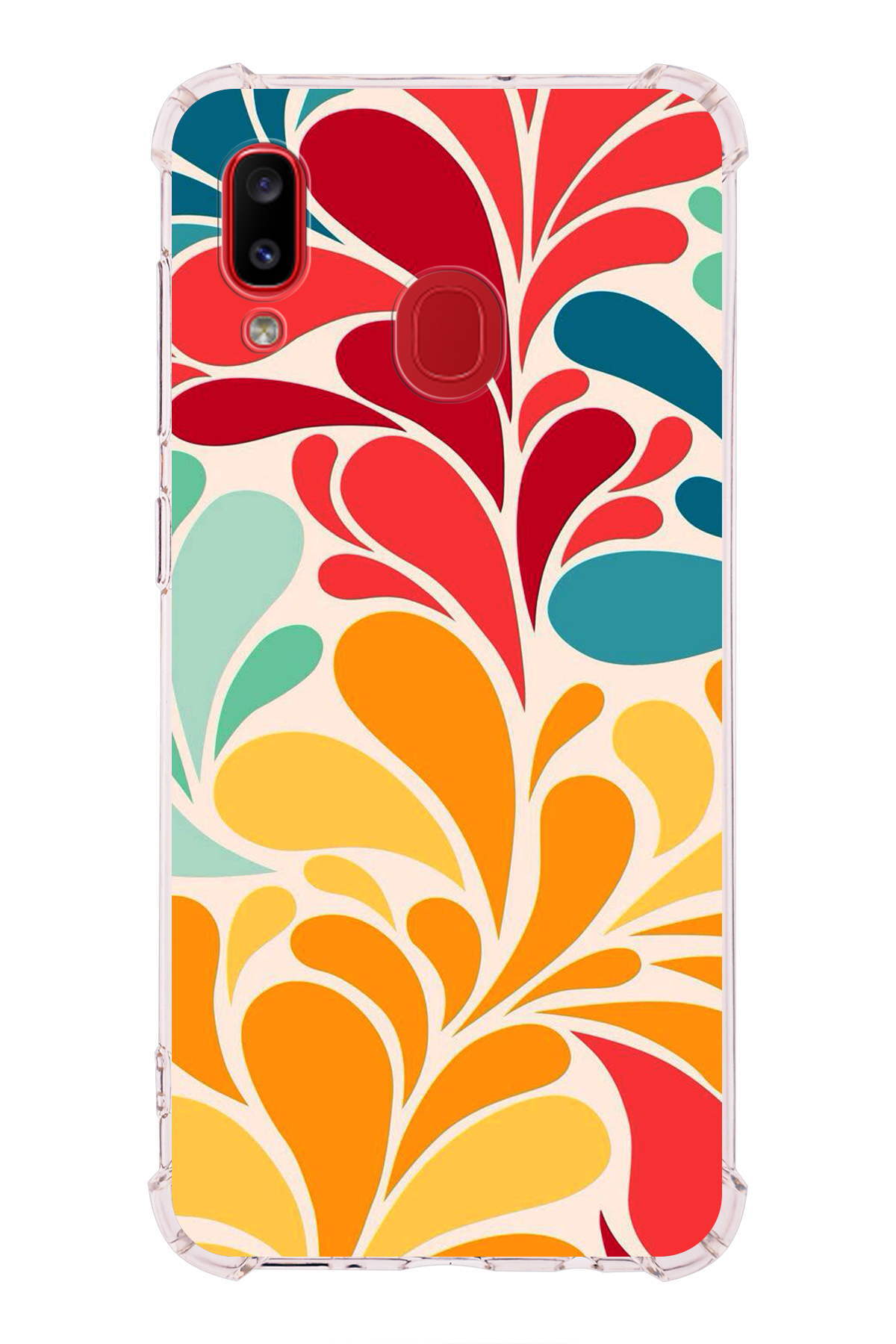 Samsung Galaxy A20 Uyumlu Retro Color 5 Baskılı Şeffaf Köşe Korumalı Antişok Kılıf