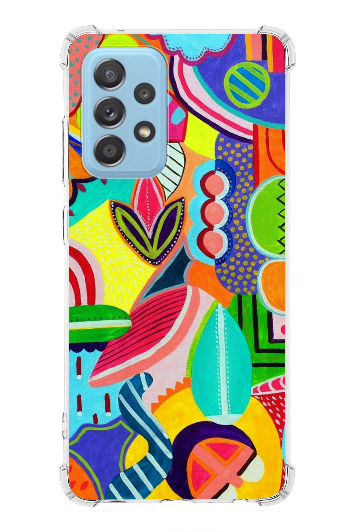 Samsung Galaxy A52 Uyumlu Retro Color 6 Baskılı Şeffaf Köşe Korumalı Antişok Kılıf