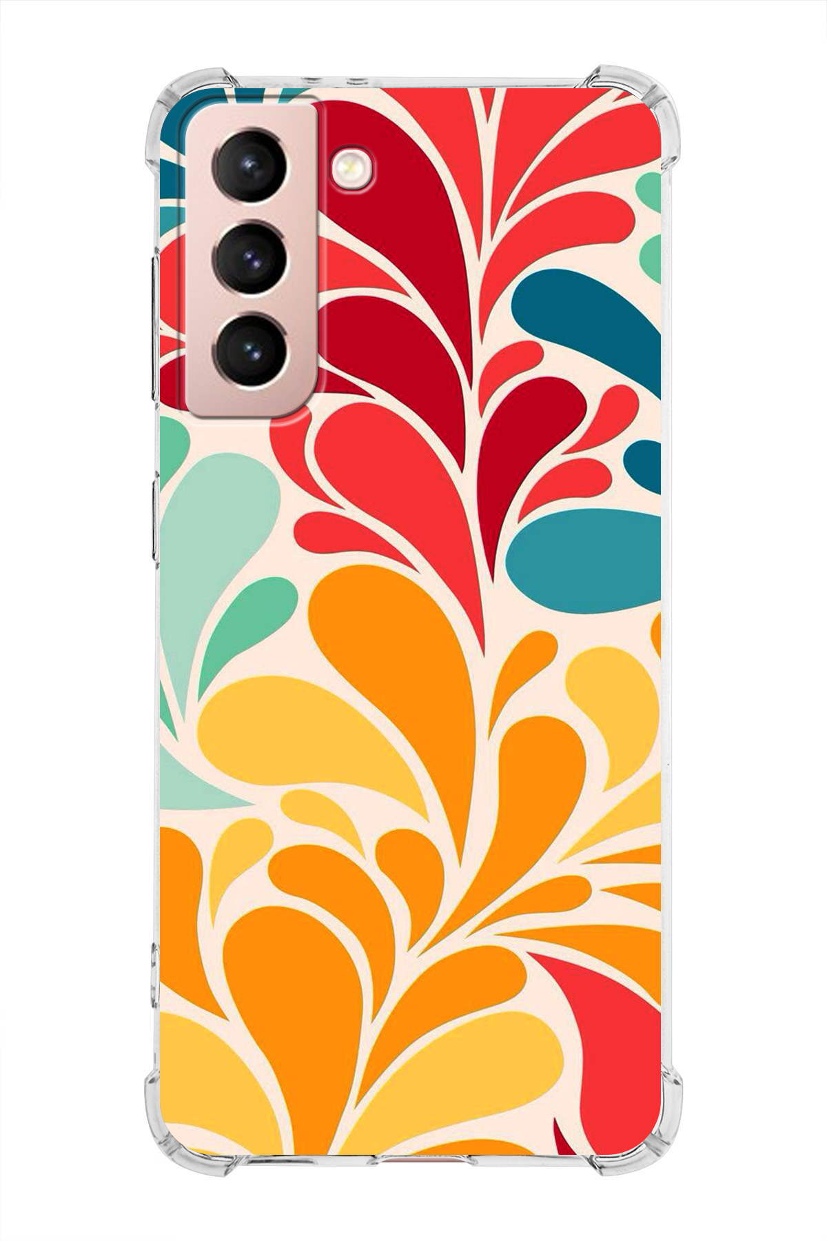 Samsung Galaxy S21 Plus Uyumlu Retro Color 5 Baskılı Şeffaf Köşe Korumalı Antişok Kılıf