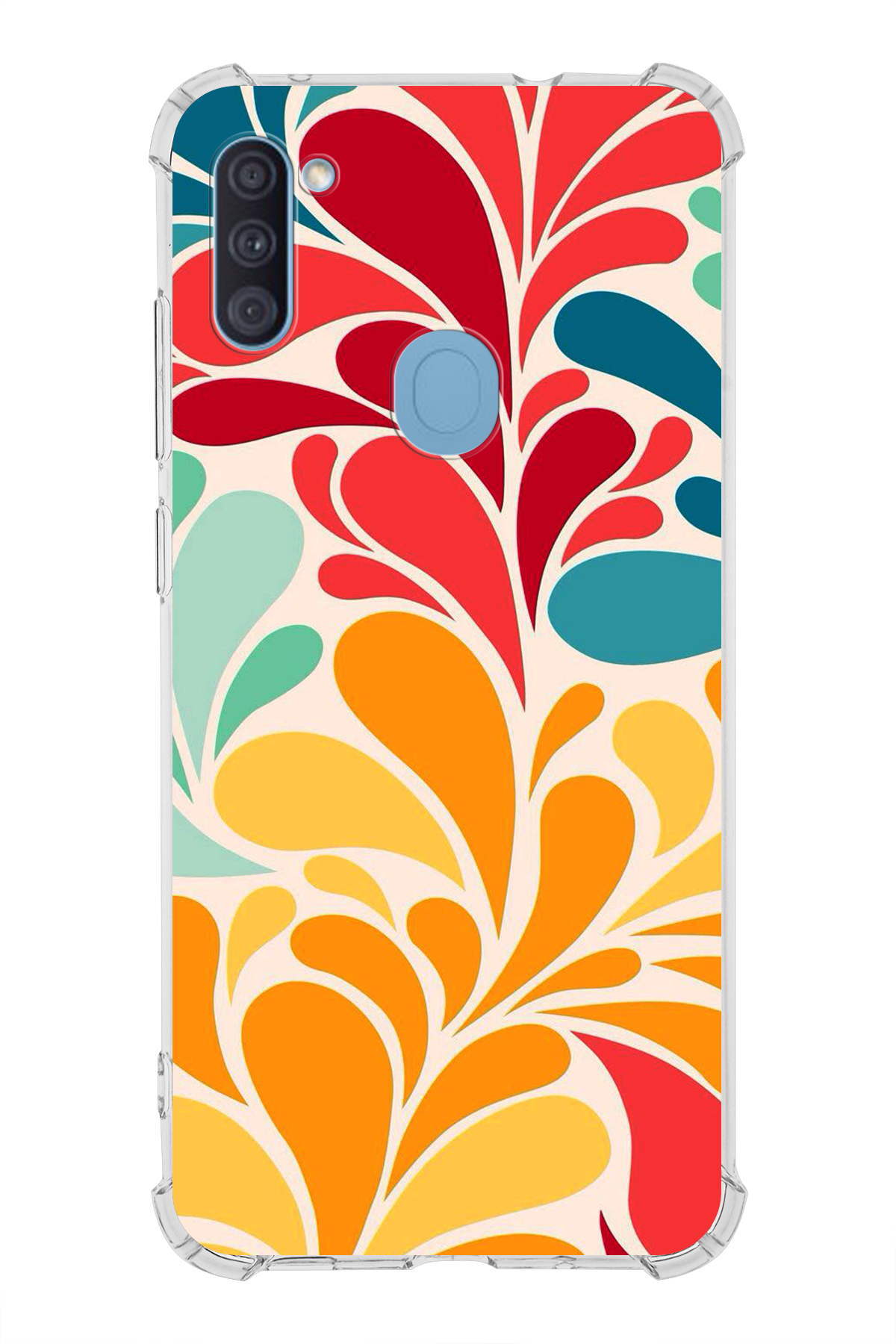 Samsung Galaxy A11 Uyumlu Retro Color 5 Baskılı Şeffaf Köşe Korumalı Antişok Kılıf