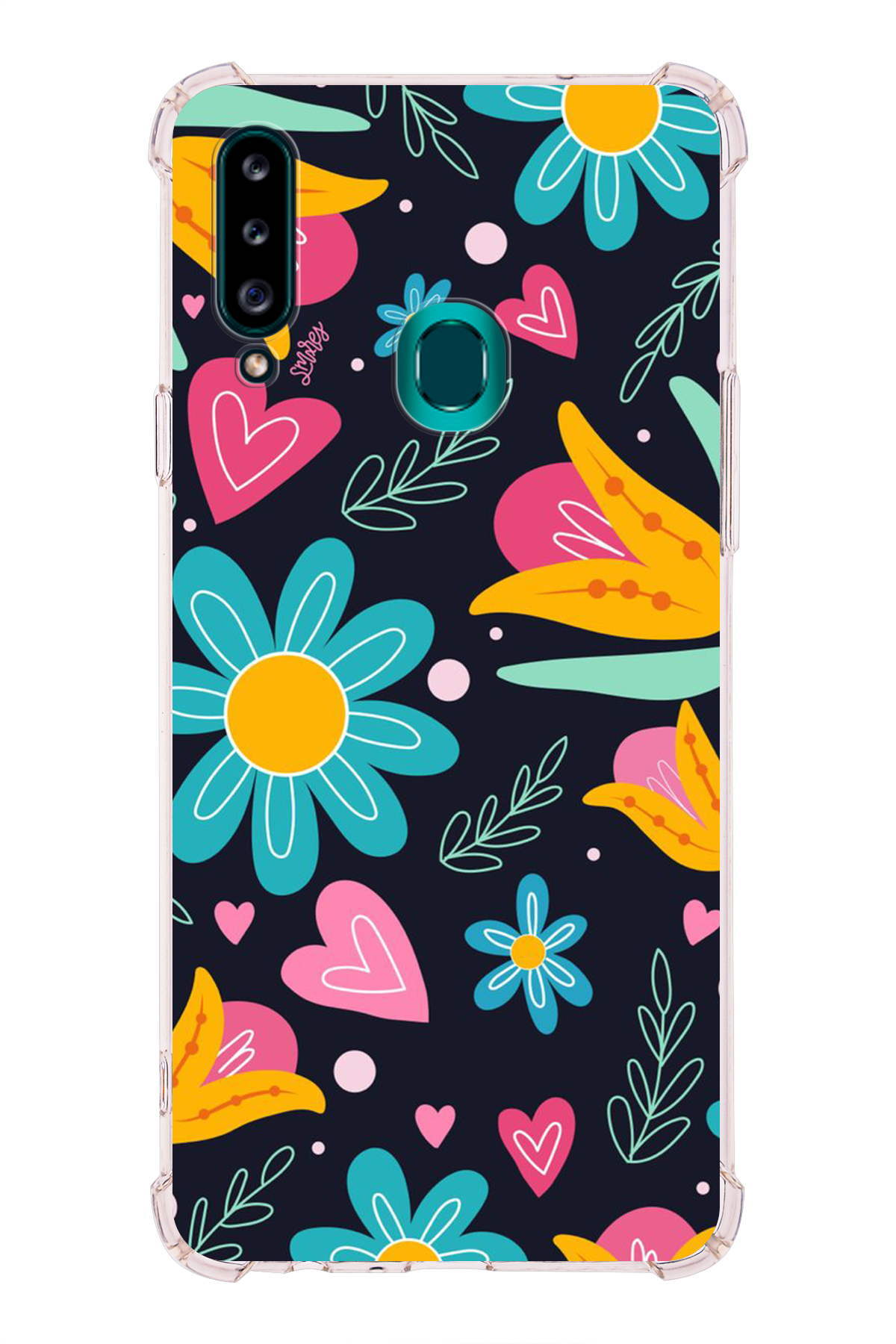 Samsung Galaxy A20S Uyumlu Retro Color 1 Baskılı Şeffaf Köşe Korumalı Antişok Kılıf