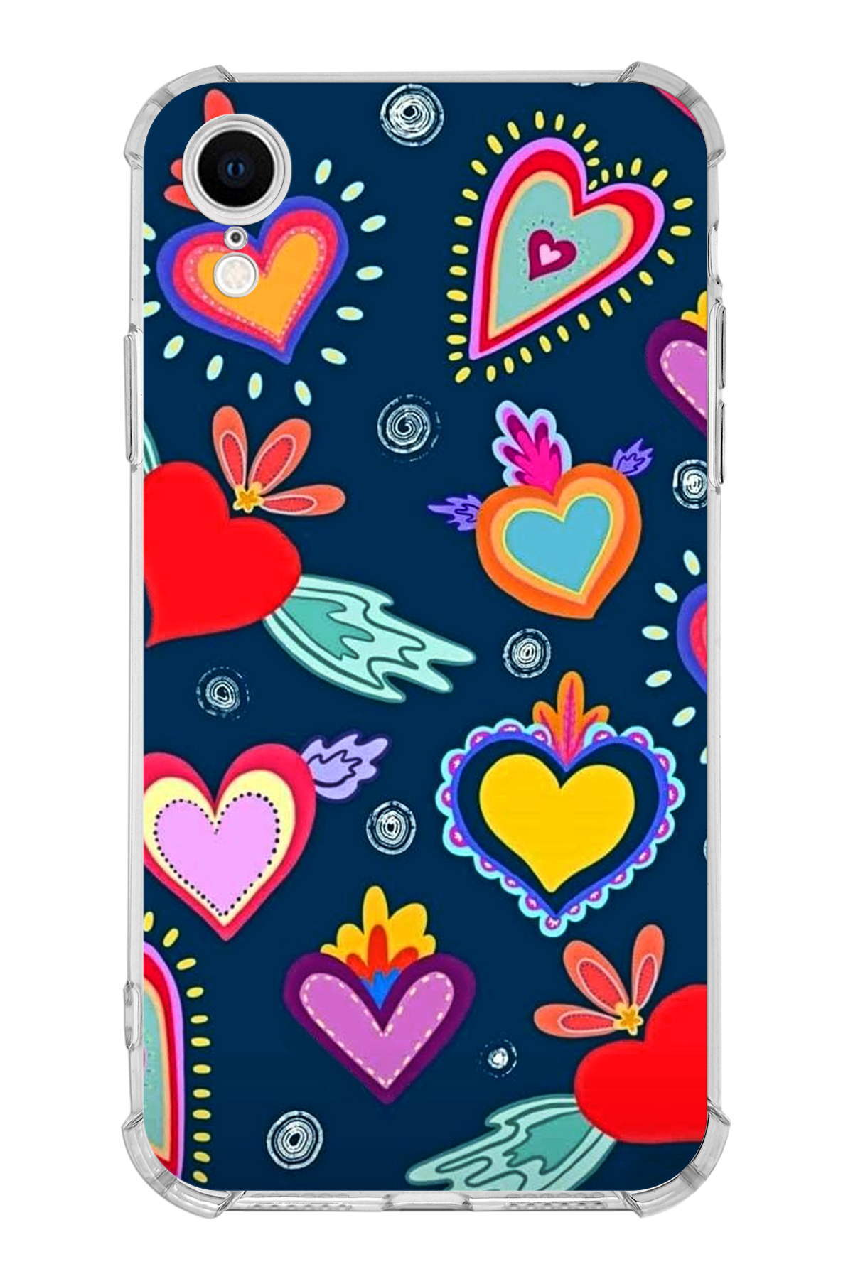 Apple iPhone XR Uyumlu Retro Color 3 Baskılı Şeffaf Köşe Korumalı Antişok Kılıf