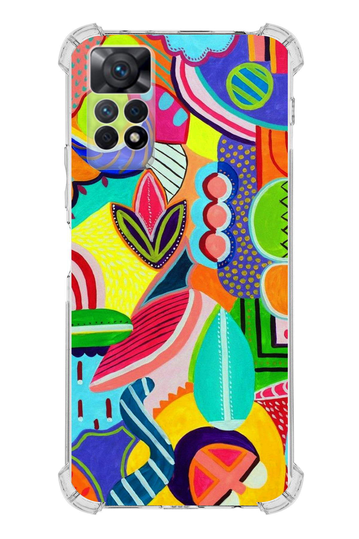 Xiaomi Redmi Note 12 Pro Uyumlu Retro Color 6 Baskılı Şeffaf Köşe Korumalı Antişok Kılıf