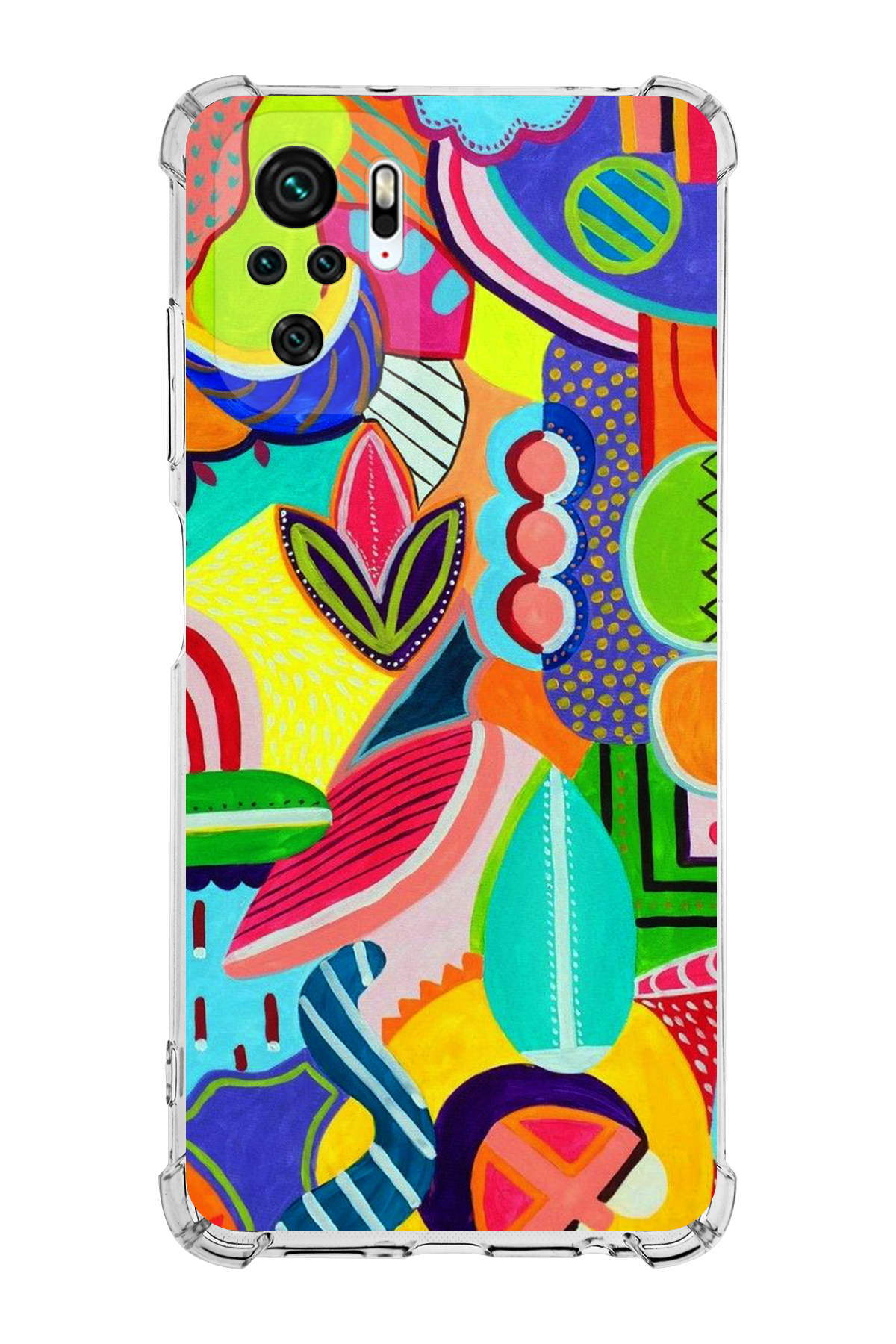 Xiaomi Redmi 10 2022 Uyumlu Retro Color 6 Baskılı Şeffaf Köşe Korumalı Antişok Kılıf