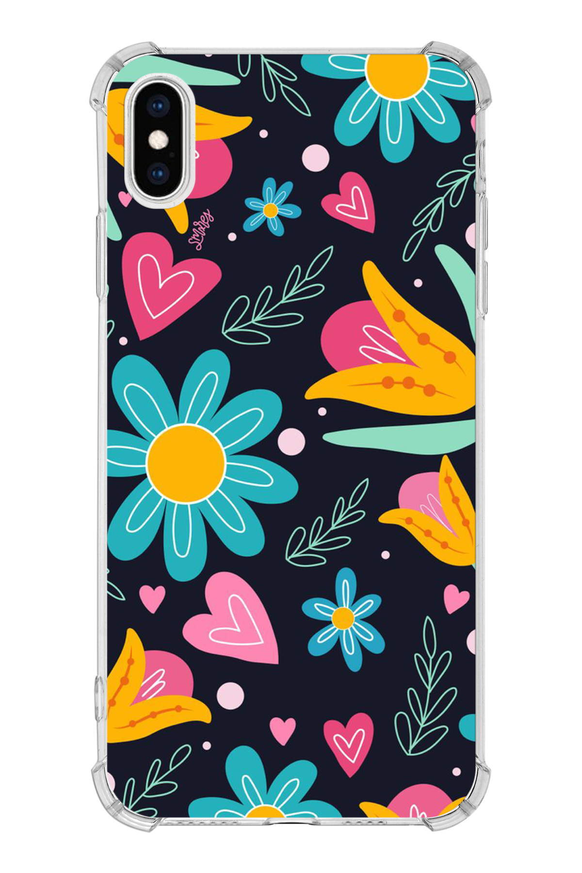 Apple iPhone X Uyumlu Retro Color 1 Baskılı Şeffaf Köşe Korumalı Antişok Kılıf