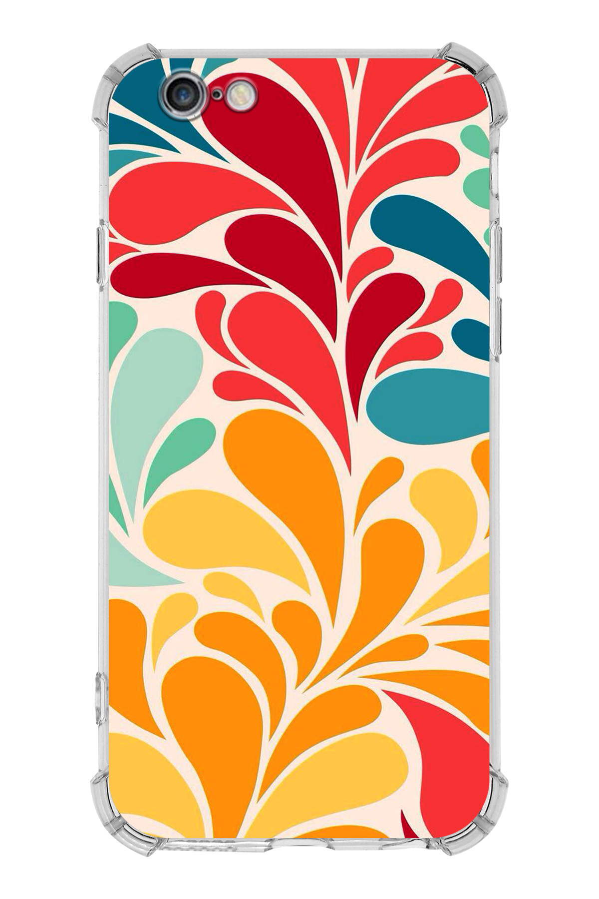 Apple iPhone 6S Plus Uyumlu Retro Color 5 Baskılı Şeffaf Köşe Korumalı Antişok Kılıf