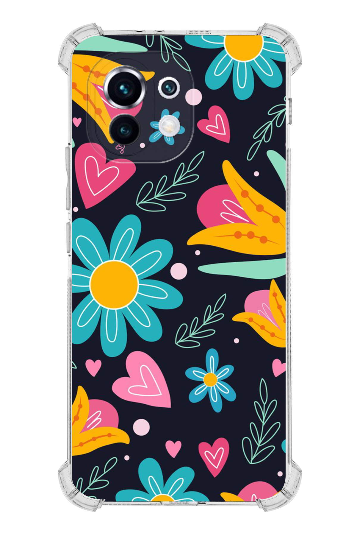 Xiaomi Mi 11 Uyumlu Retro Color 1 Baskılı Şeffaf Köşe Korumalı Antişok Kılıf