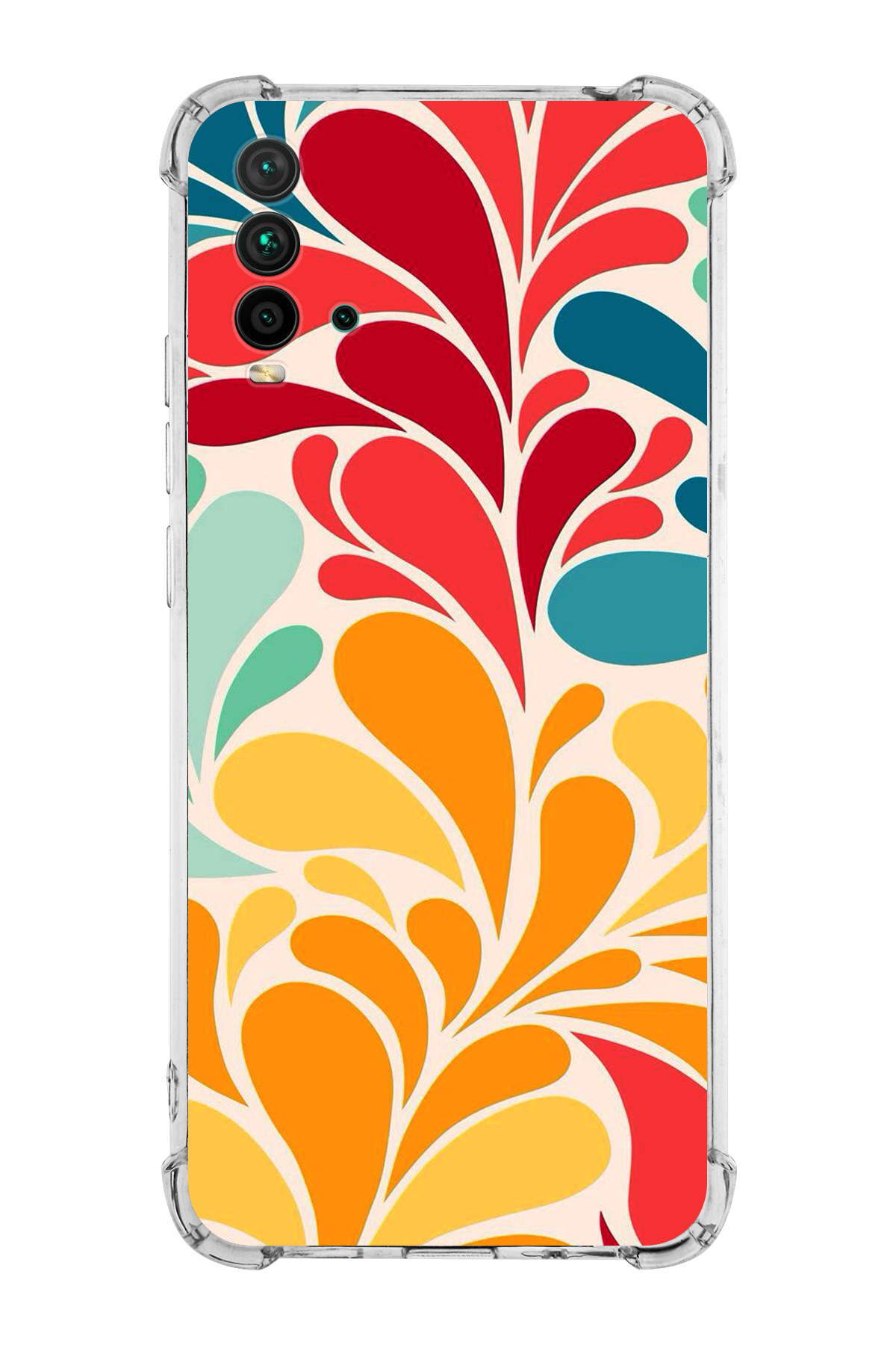 Xiaomi Redmi 9T Uyumlu Retro Color 5 Baskılı Şeffaf Köşe Korumalı Antişok Kılıf