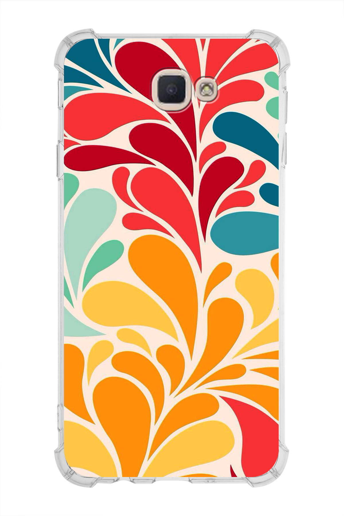 Samsung Galaxy J7 Prime Uyumlu Retro Color 5 Baskılı Şeffaf Köşe Korumalı Antişok Kılıf