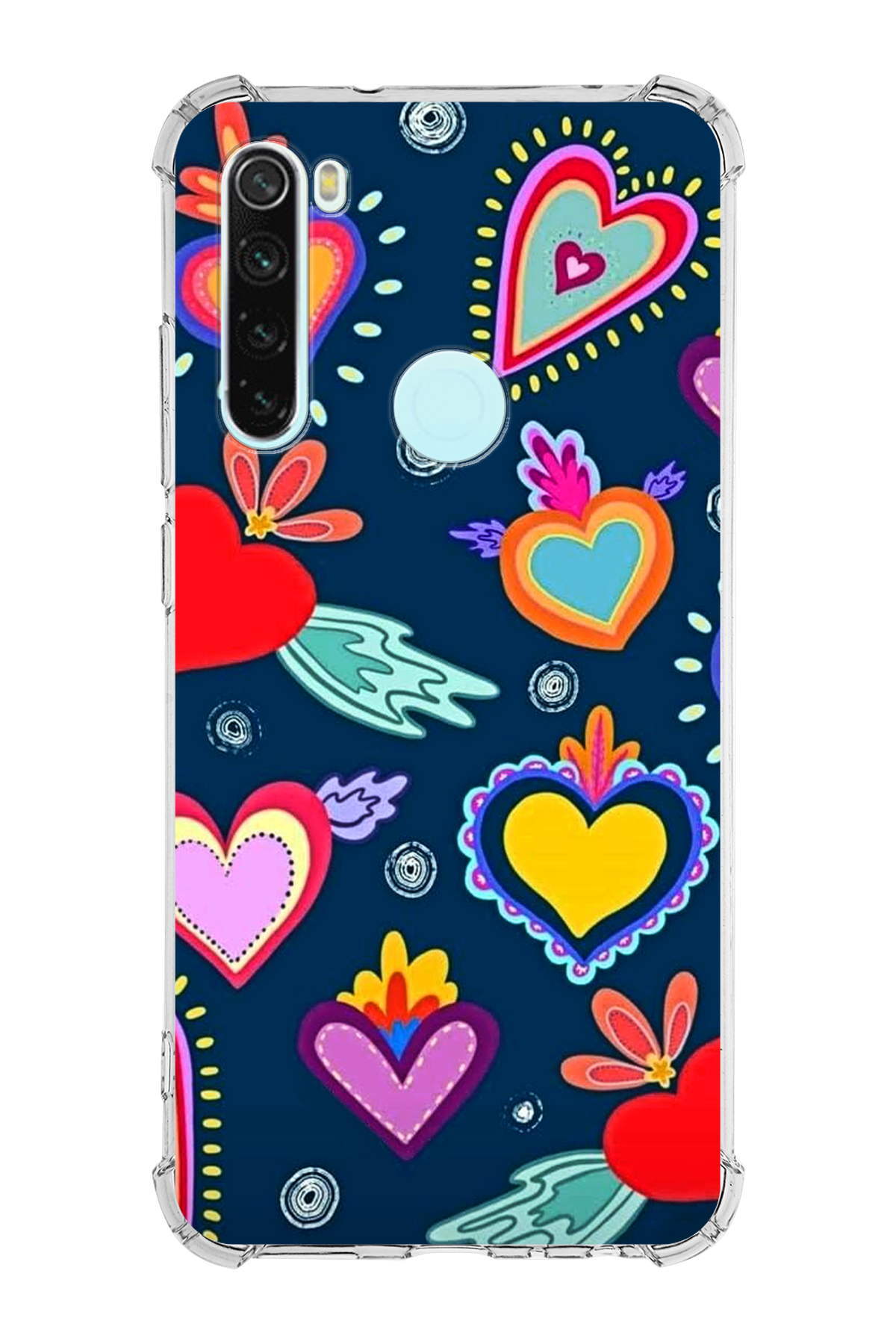 Xiaomi Redmi Note 8 Uyumlu Retro Color 3 Baskılı Şeffaf Köşe Korumalı Antişok Kılıf