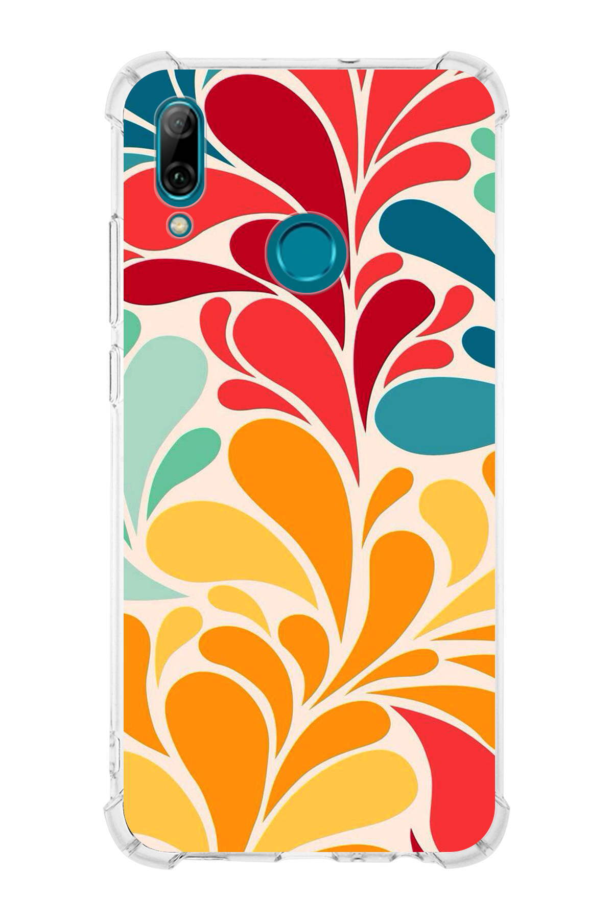 Huawei P Smart 2019 Uyumlu Retro Color 5 Baskılı Şeffaf Köşe Korumalı Antişok Kılıf