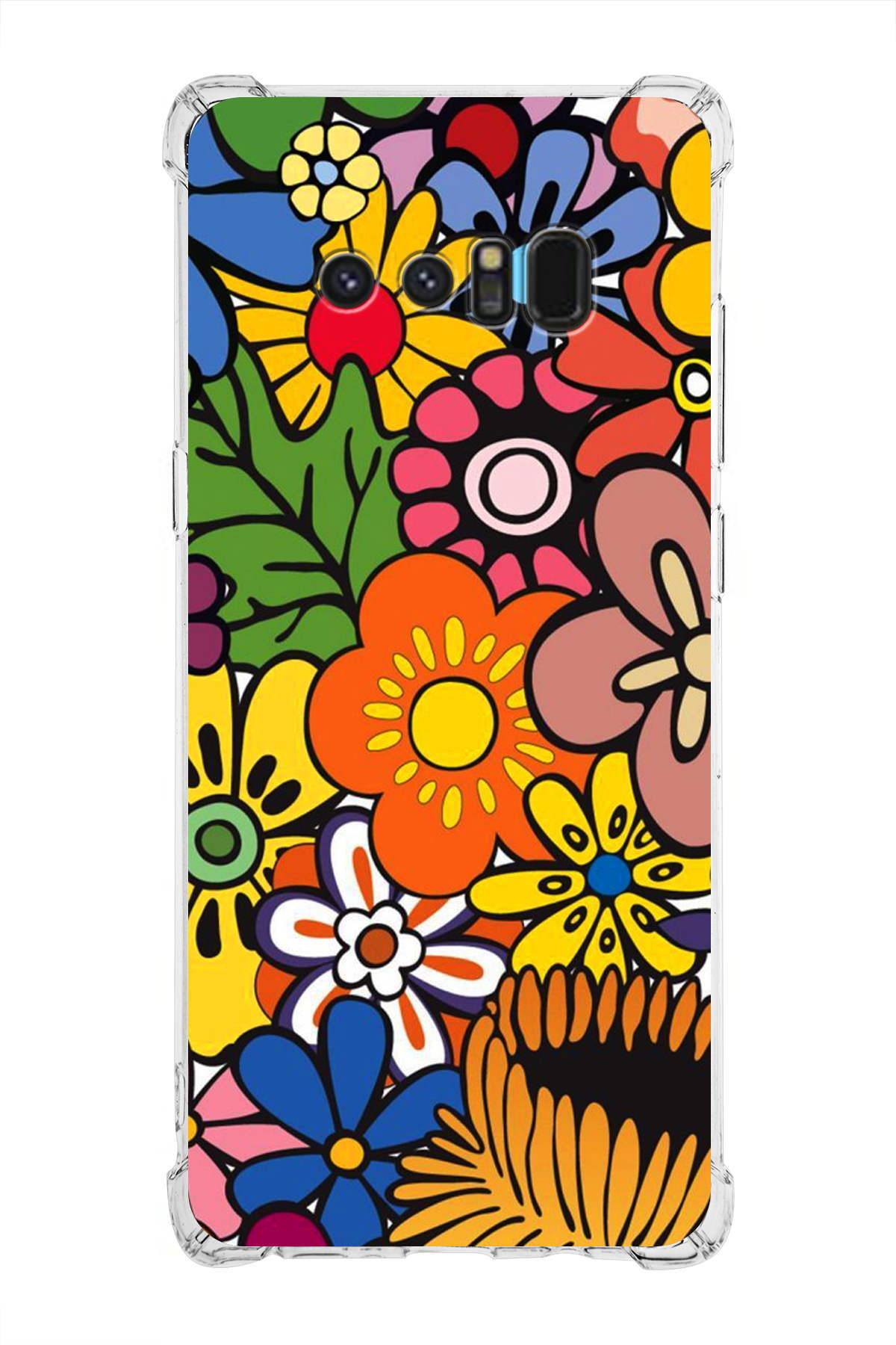 Samsung Galaxy Note 8 Uyumlu Retro Color 2 Baskılı Şeffaf Köşe Korumalı Antişok Kılıf