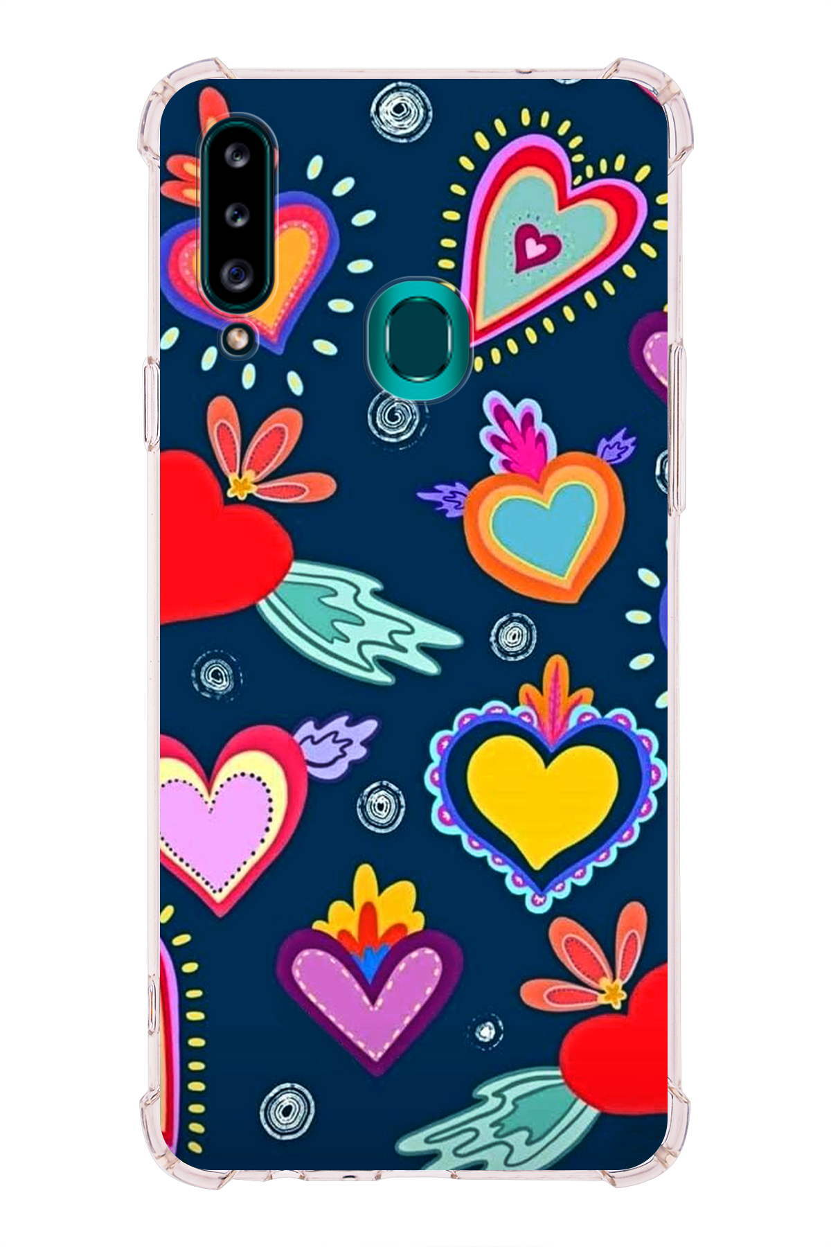 Samsung Galaxy A20S Uyumlu Retro Color 3 Baskılı Şeffaf Köşe Korumalı Antişok Kılıf