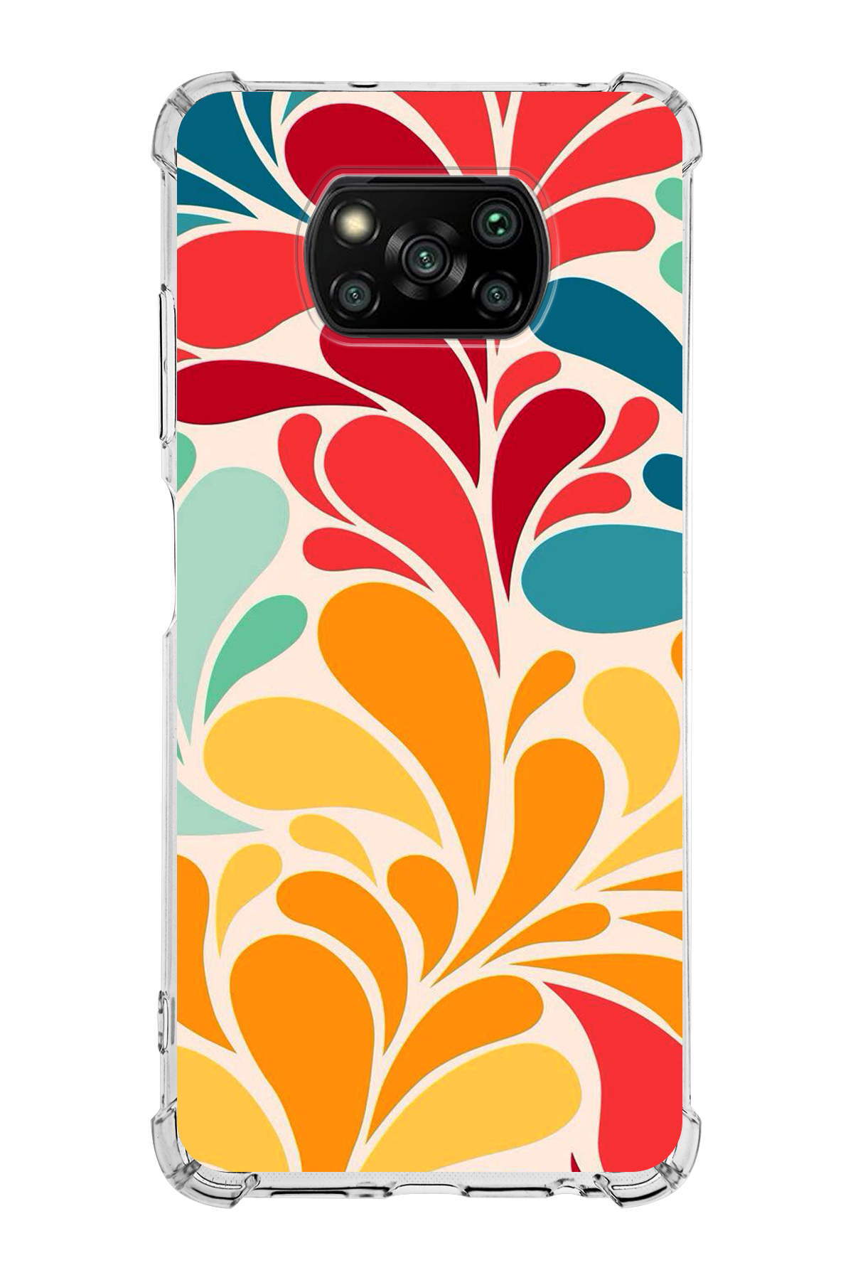 Poco X3 Pro Uyumlu Retro Color 5 Baskılı Şeffaf Köşe Korumalı Antişok Kılıf