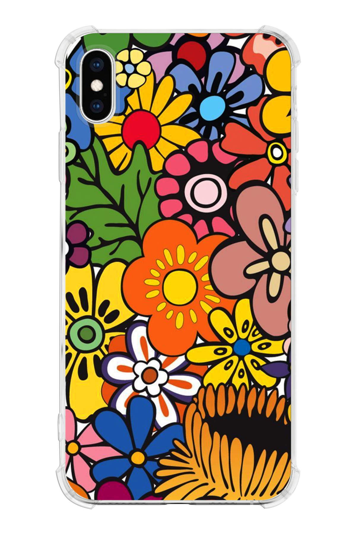 Apple iPhone XS Uyumlu Retro Color 2 Baskılı Şeffaf Köşe Korumalı Antişok Kılıf