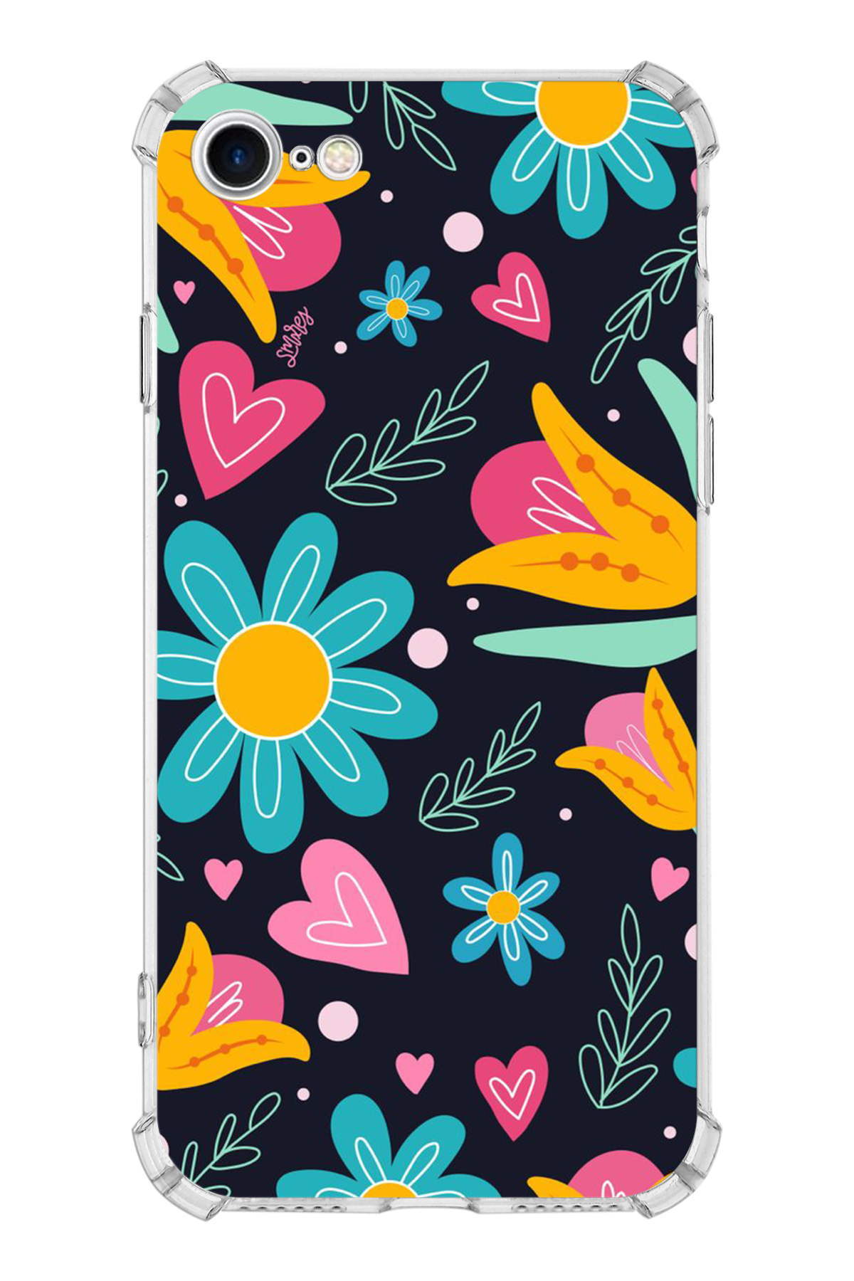 Apple iPhone SE 2022 Uyumlu Retro Color 1 Baskılı Şeffaf Köşe Korumalı Antişok Kılıf