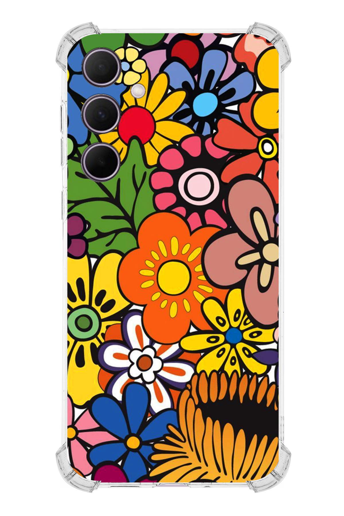 Samsung Galaxy A35 Uyumlu Retro Color 2 Baskılı Şeffaf Köşe Korumalı Antişok Kılıf