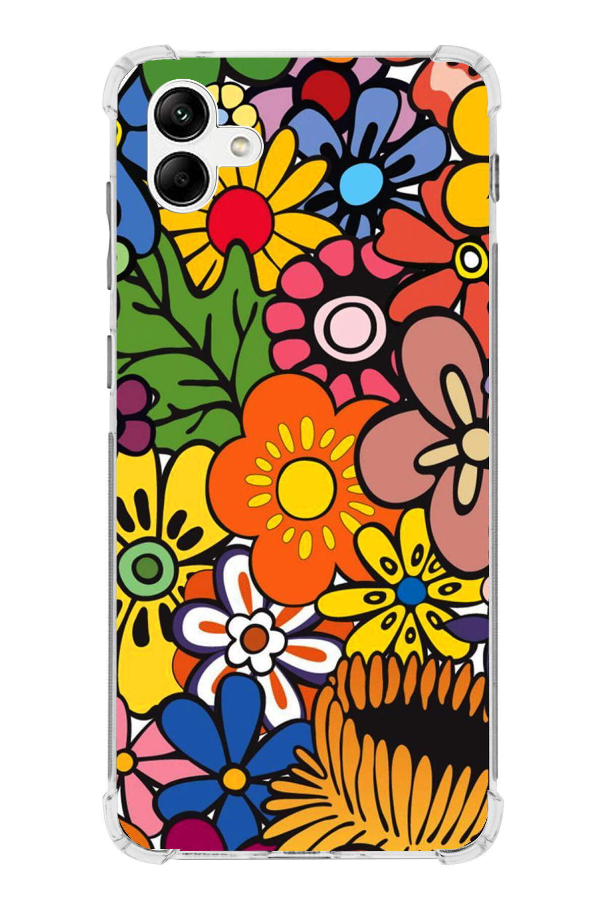 Samsung Galaxy A04 Uyumlu Retro Color 2 Baskılı Şeffaf Köşe Korumalı Antişok Kılıf