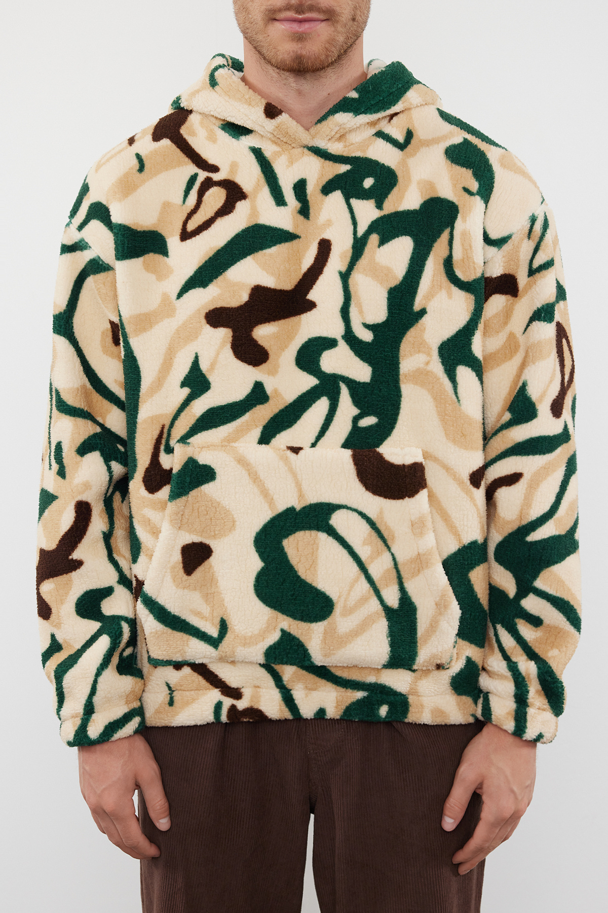 Trendyolmilla  Çok Renkli Unısex Oversize/Geniş Kesim Desenli Polar/Peluş Kapüşonlu Sweatshirt TMNAW25SW00147 - Görsel 4