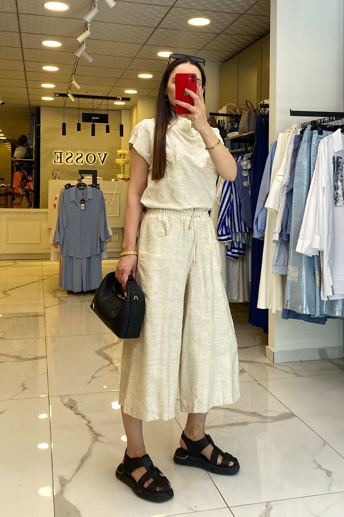 کت وشلوار سبز زنانه لباس در مد BEIGE DEGAJE شلوار CAPRI را با تنظیم کرد اورجینال Vosse