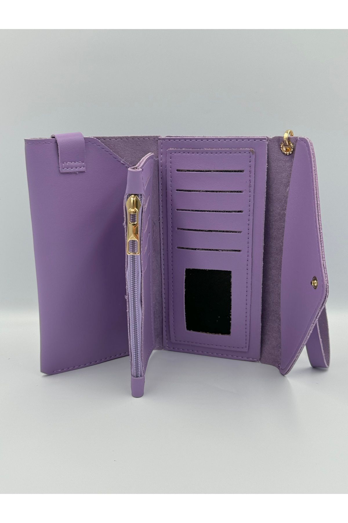 DAVID POLO-Portofel de damă elegant de culoare magenta - model plic cu compartiment pentru telefon și monede 3