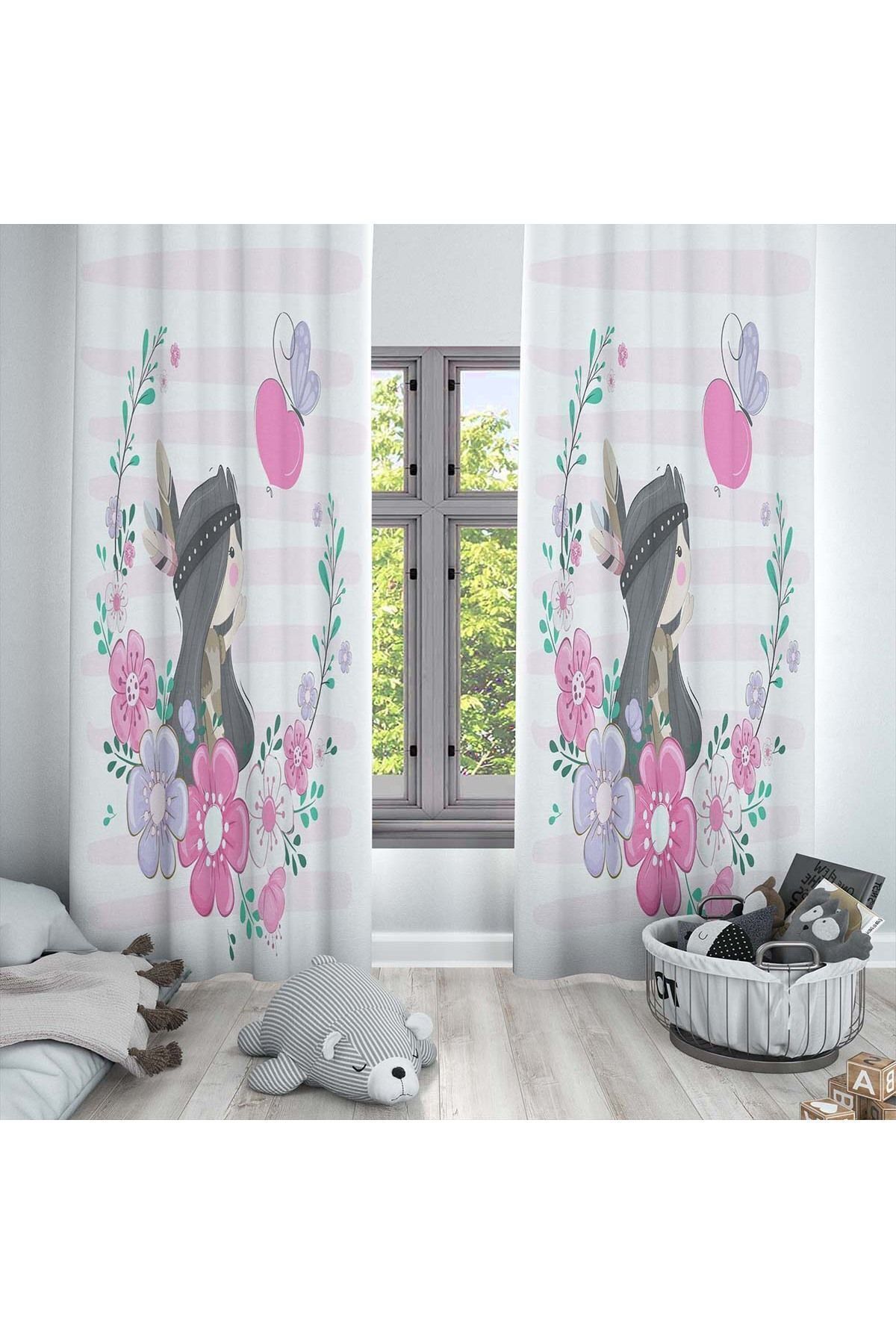 Else Dekor-Cameră decorativă pentru copii și bebeluși cu modele native americane - Cortina de fundal 3