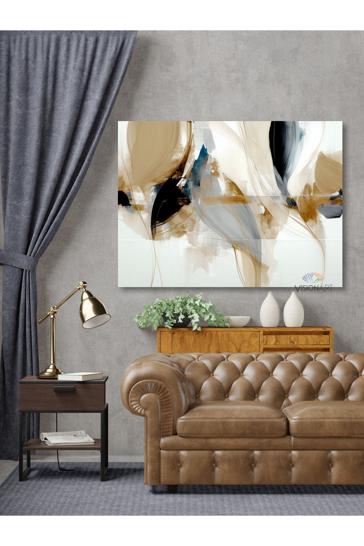 CANVASUM Pictură Artistică Abstractă Decorativă Pe Pânză Cu Fundal De Marmură - 20 x 30