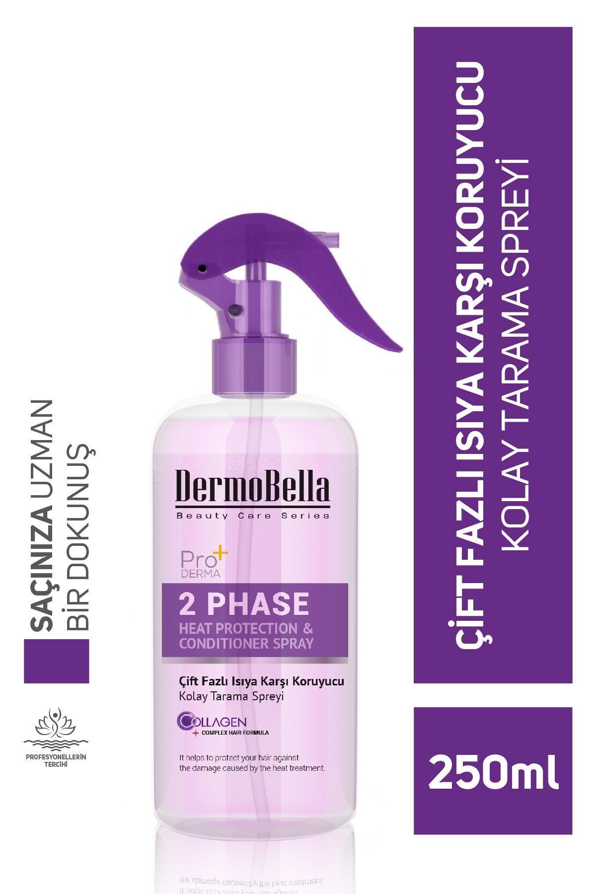 اسپری دوفاز محافظ حرارتی آسان شانه مو 250 میلی لیتری DERMOBELLA