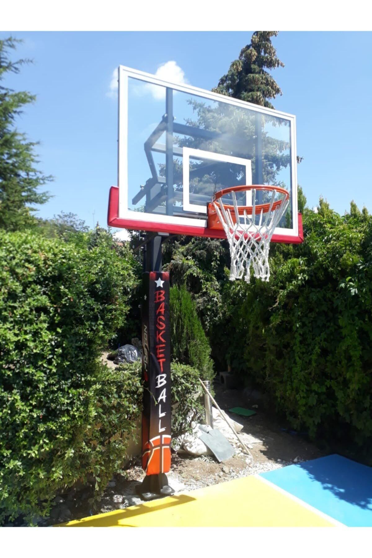ASSASPOR Black Gold Tek Direkli Basketbol Potası Esnek Çember Yükseklik Ayarlı 105x180cm Temperli Cam Panya
