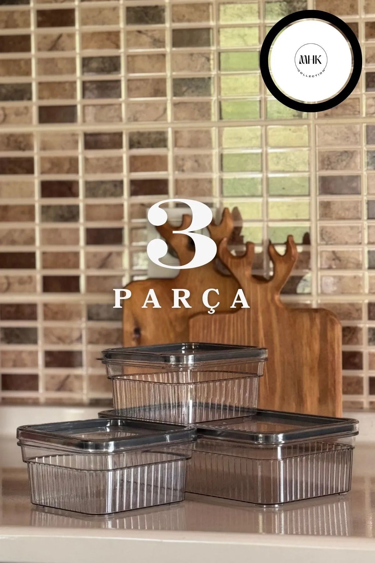 MHK Collection-Ergonomic 3-Piece Storage Container Set - 1.80lt X1 & 0.85lt X2 Unbreakable 1