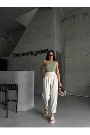 Mydaybutik Cep Detaylı Keten Pantolon