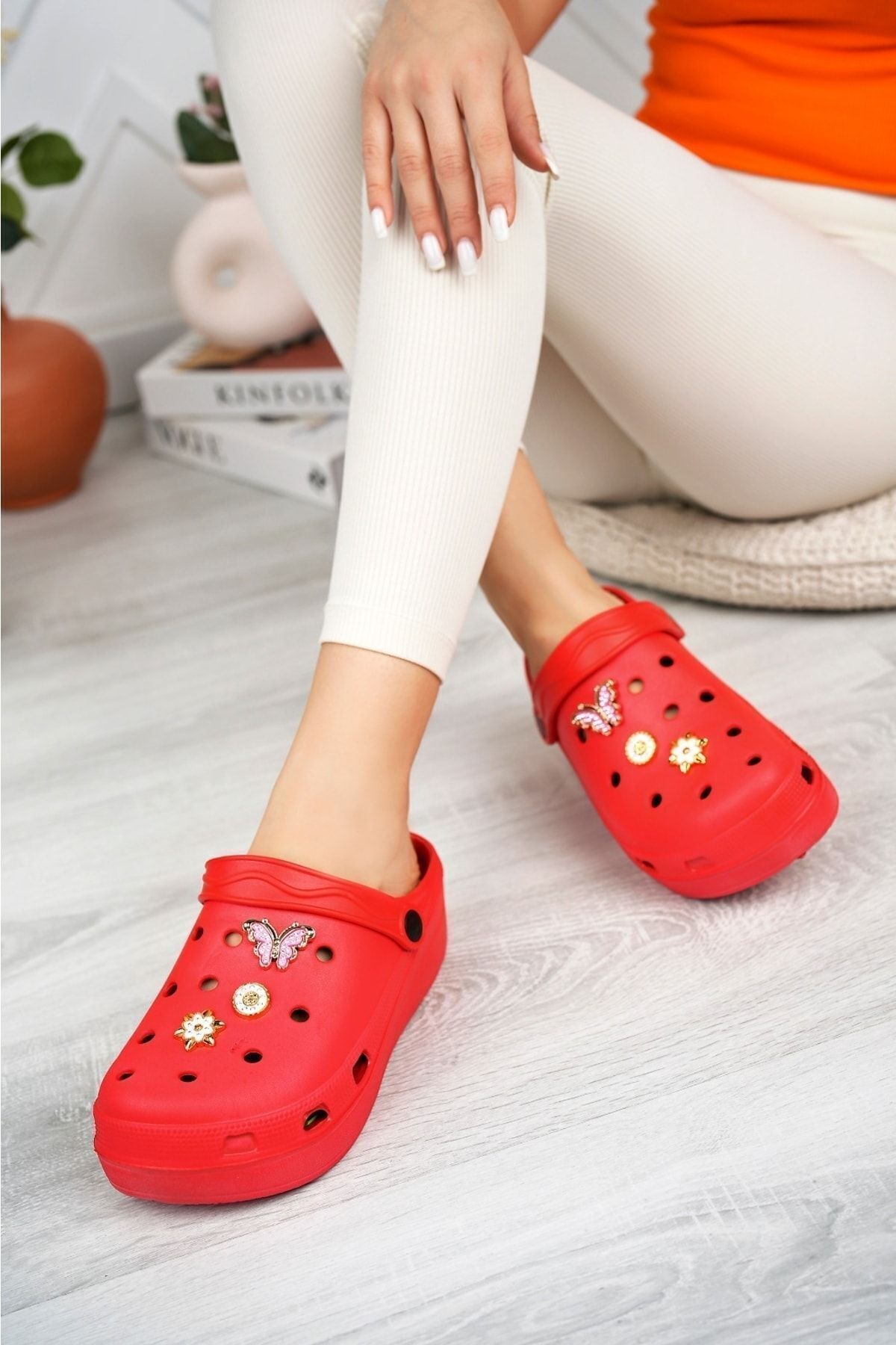 LUCKY COLLECTİON-High Sized Hospital Cook Nurse Doctor Slippers Cross With Massage Base 3