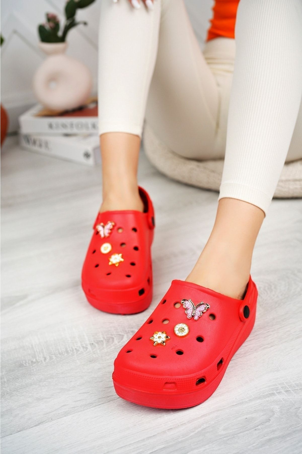 LUCKY COLLECTİON-High Sized Hospital Cook Nurse Doctor Slippers Cross With Massage Base 2