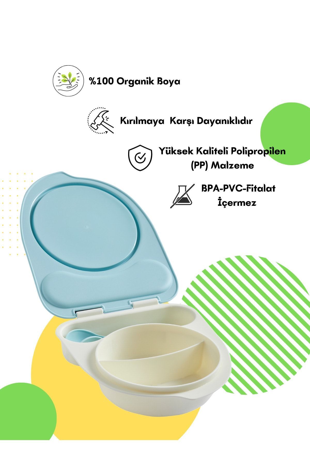 Flybee Gezgin Çocuk Taşınabilir Beslenme Kabı, Bebek Mama Kabı, Çatal & Kaşık Seti - Kaplan fotoğrafı 2 (önizleme)