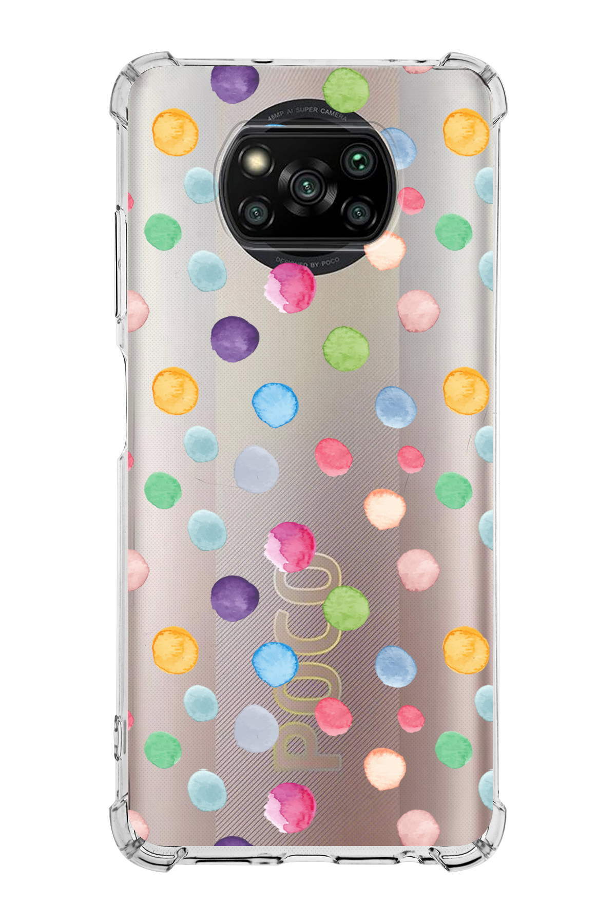 PrinriFy Poco X3 Pro Uyumlu Water Color 6 Baskılı Şeffaf Köşe Korumalı Antişok Kılıf