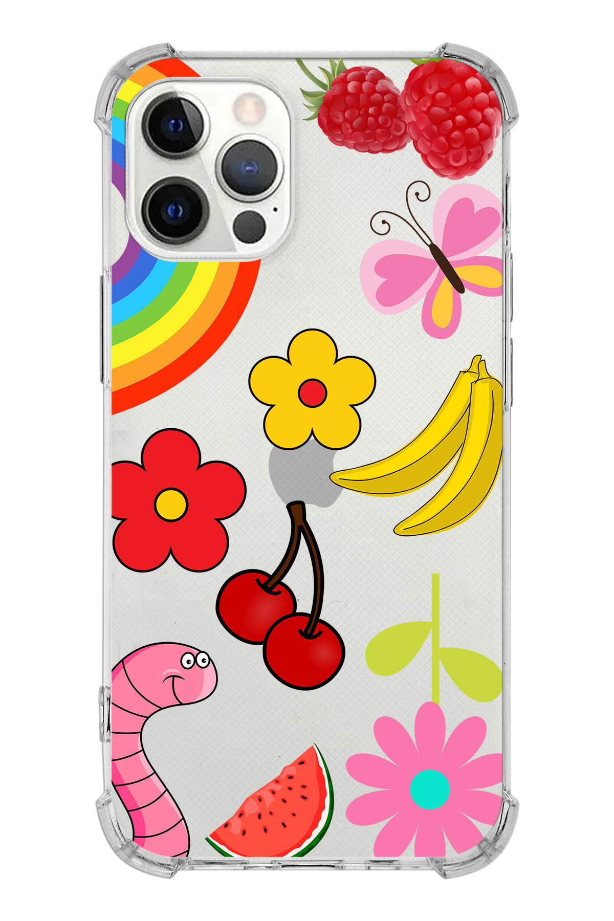 PrinriFy Apple iPhone 12 Pro Max Uyumlu Water Color 5 Baskılı Şeffaf Köşe Korumalı Antişok Kılıf