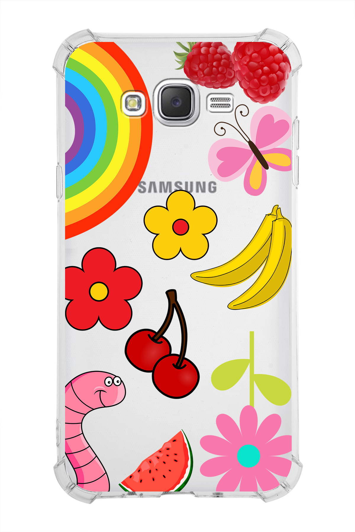 Samsung Galaxy J7 Core Uyumlu Water Color 5 Baskılı Şeffaf Köşe Korumalı Antişok Kılıf