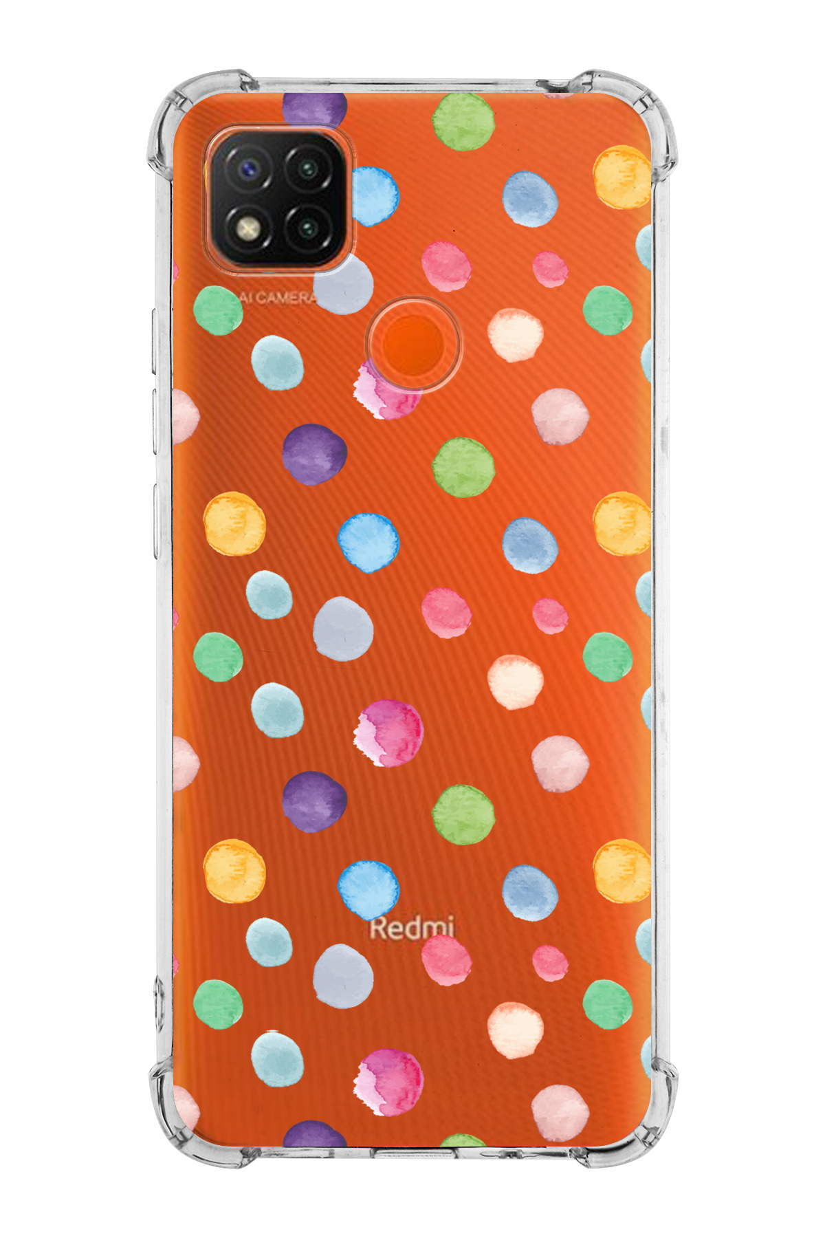 PrinriFy Xiaomi Redmi 10A Uyumlu Water Color 6 Baskılı Şeffaf Köşe Korumalı Antişok Kılıf