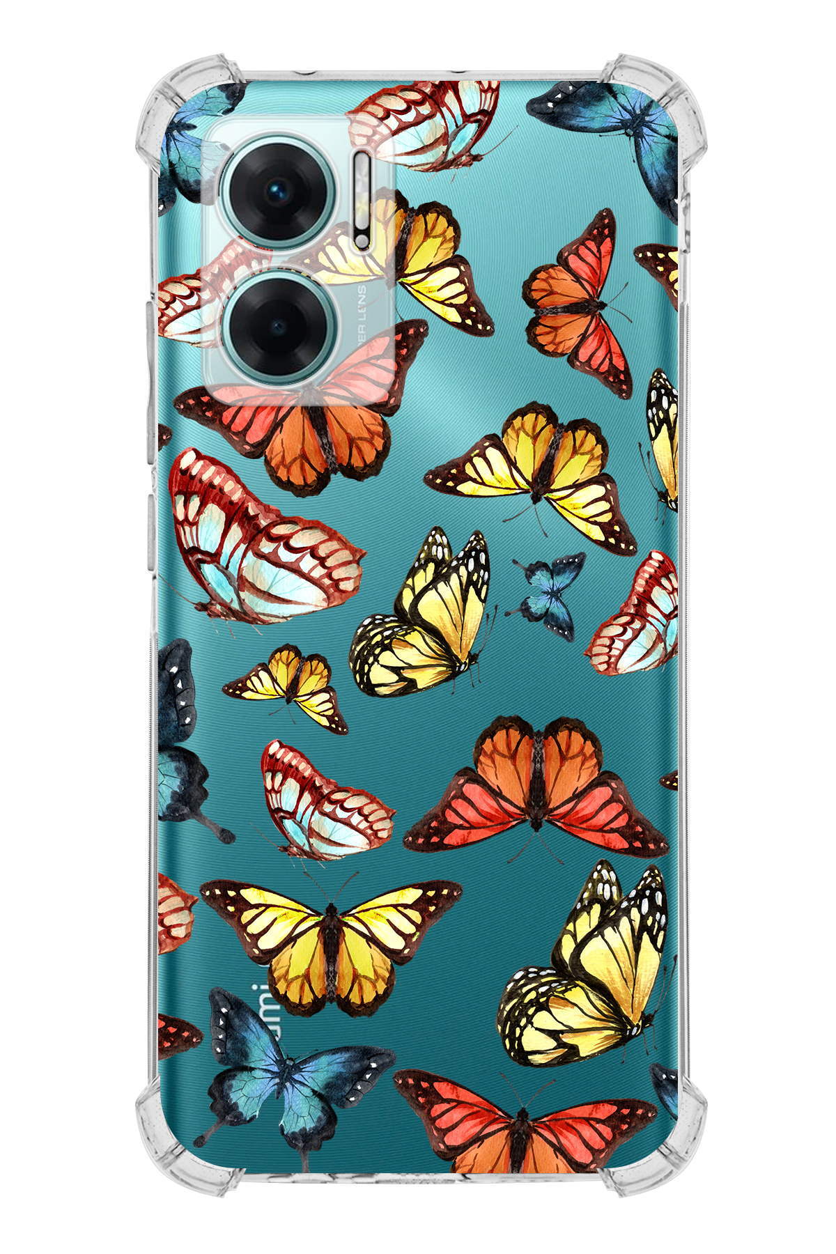 PrinriFy Xiaomi Redmi Note 11E Uyumlu Water Color 2 Baskılı Şeffaf Köşe Korumalı Antişok Kılıf