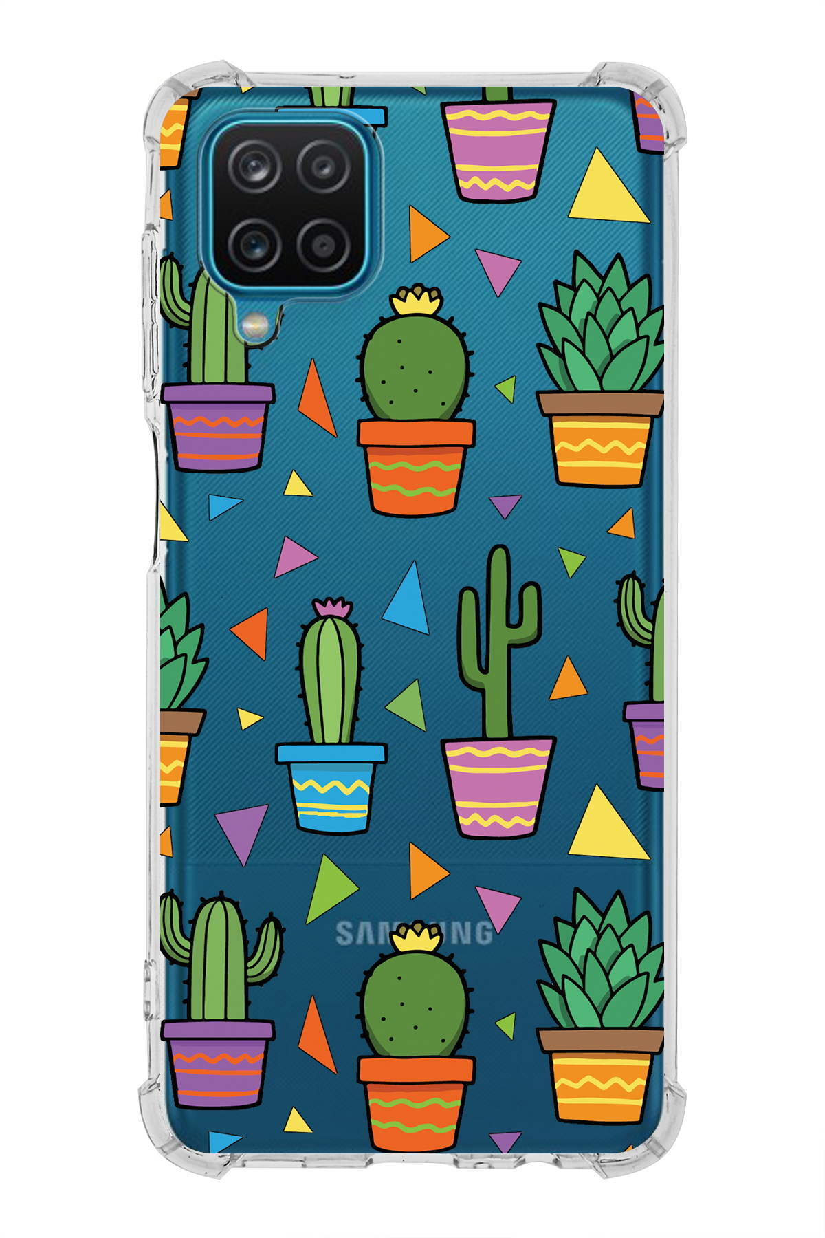PrinriFy Samsung Galaxy M12 Uyumlu Water Color 4 Baskılı Şeffaf Köşe Korumalı Antişok Kılıf