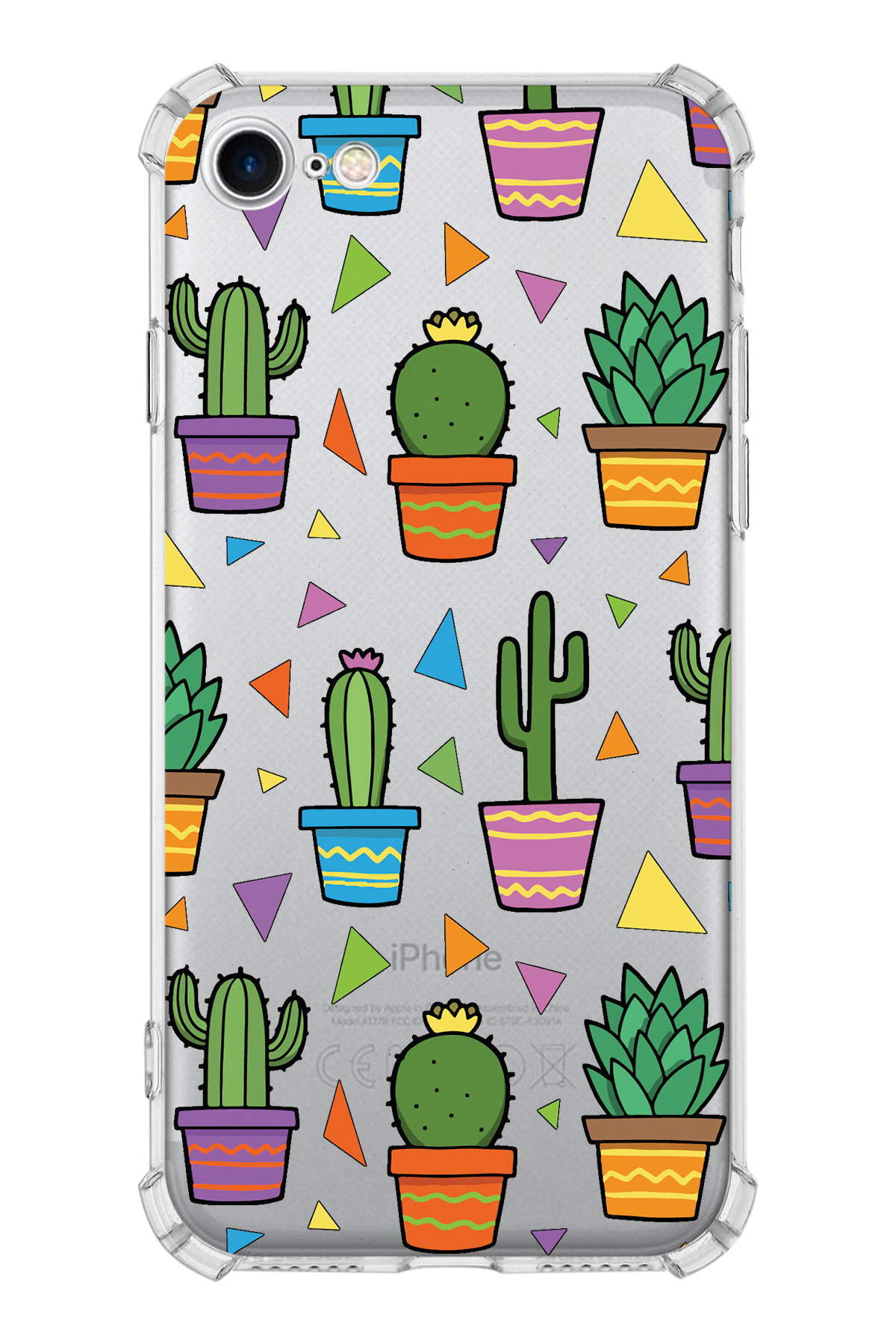 PrinriFy Apple iPhone SE 2020 Uyumlu Water Color 4 Baskılı Şeffaf Köşe Korumalı Antişok Kılıf