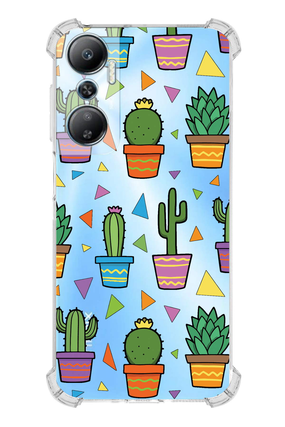 PrinriFy İnfinix Hot 20 Uyumlu Water Color 4 Baskılı Şeffaf Köşe Korumalı Antişok Kılıf