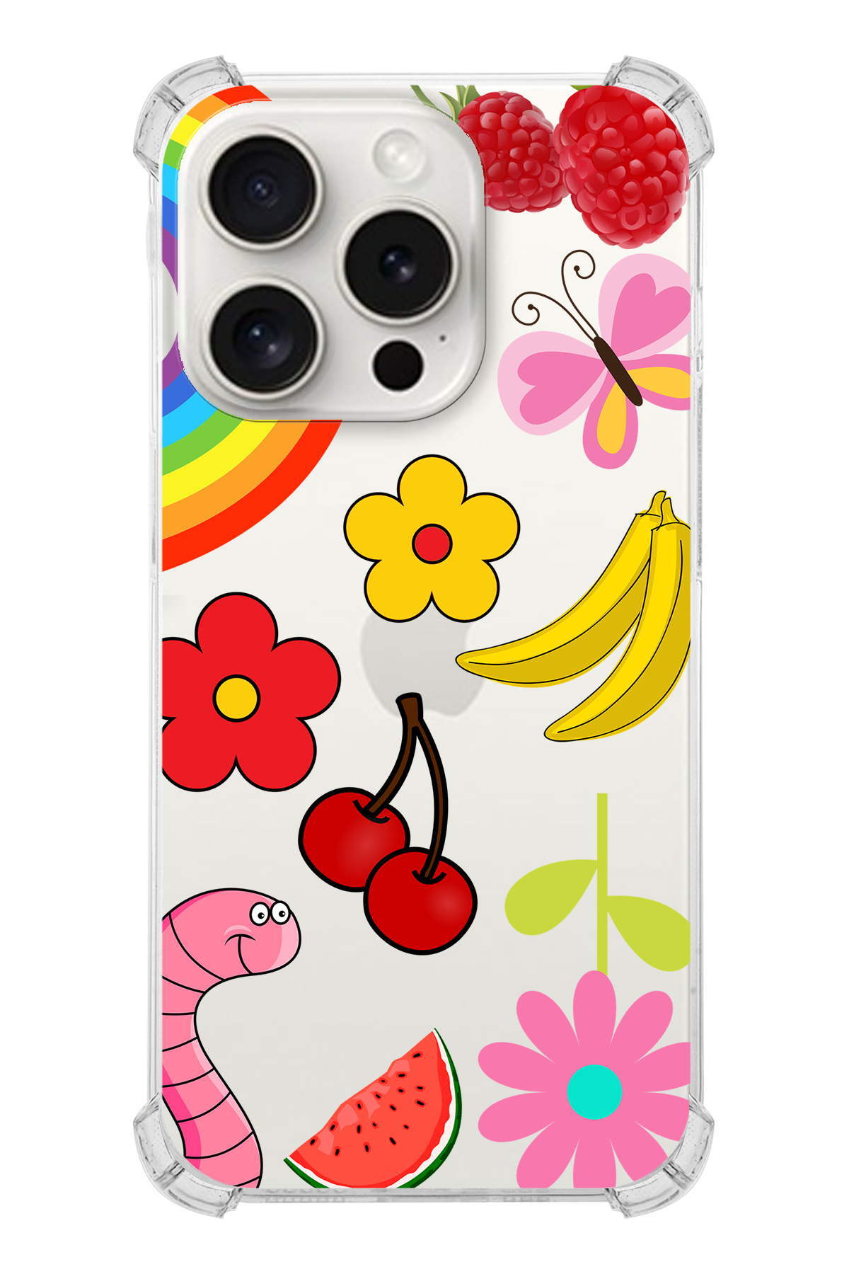 PrinriFy Apple iPhone 15 Pro Uyumlu Water Color 5 Baskılı Şeffaf Köşe Korumalı Antişok Kılıf