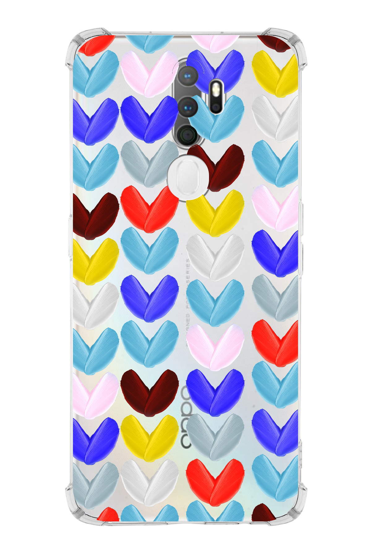 PrinriFy Oppo A5 2020 Uyumlu Water Color 1 Baskılı Şeffaf Köşe Korumalı Antişok Kılıf