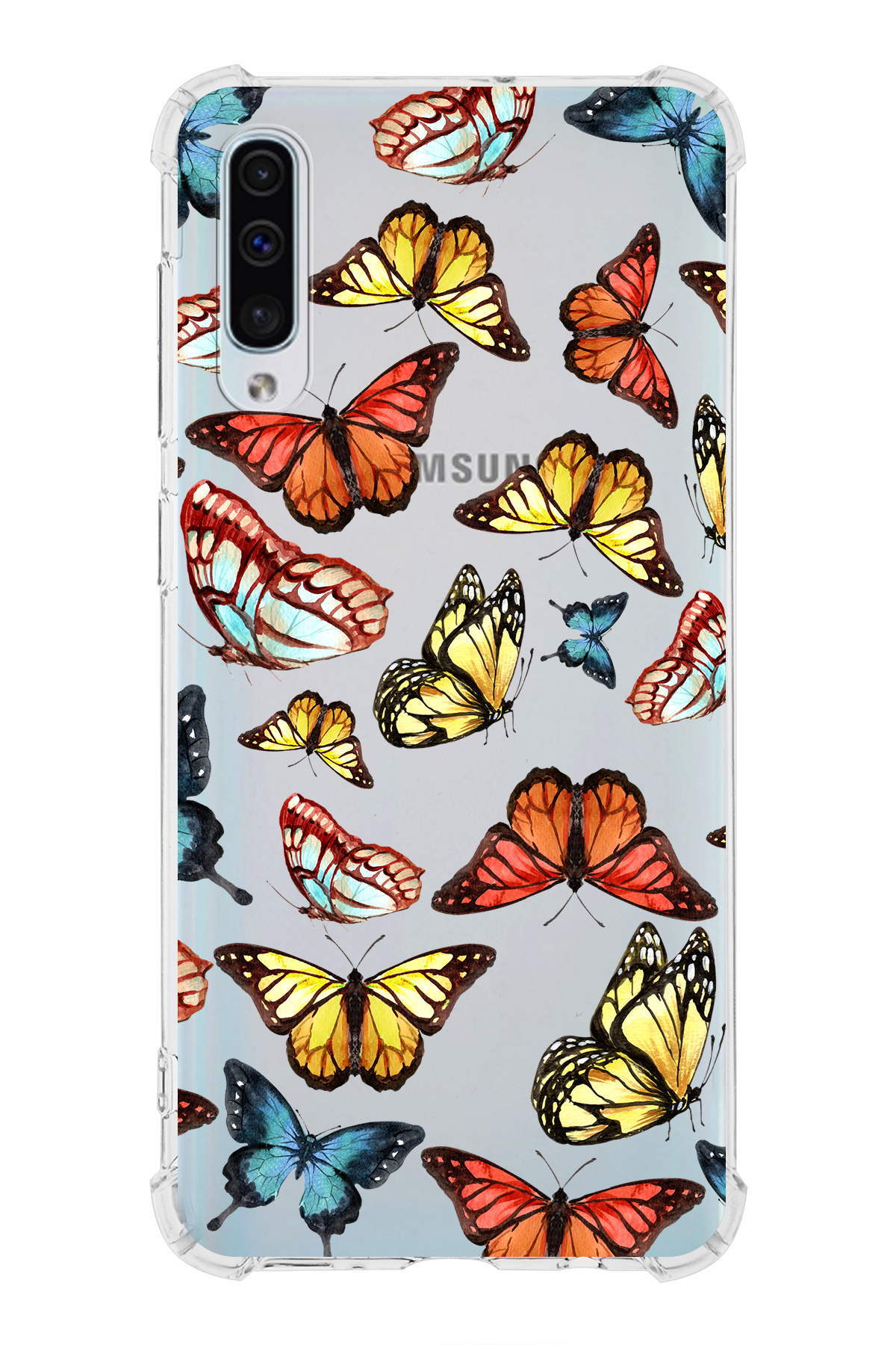 Samsung Galaxy A30S Uyumlu Water Color 2 Baskılı Şeffaf Köşe Korumalı Antişok Kılıf