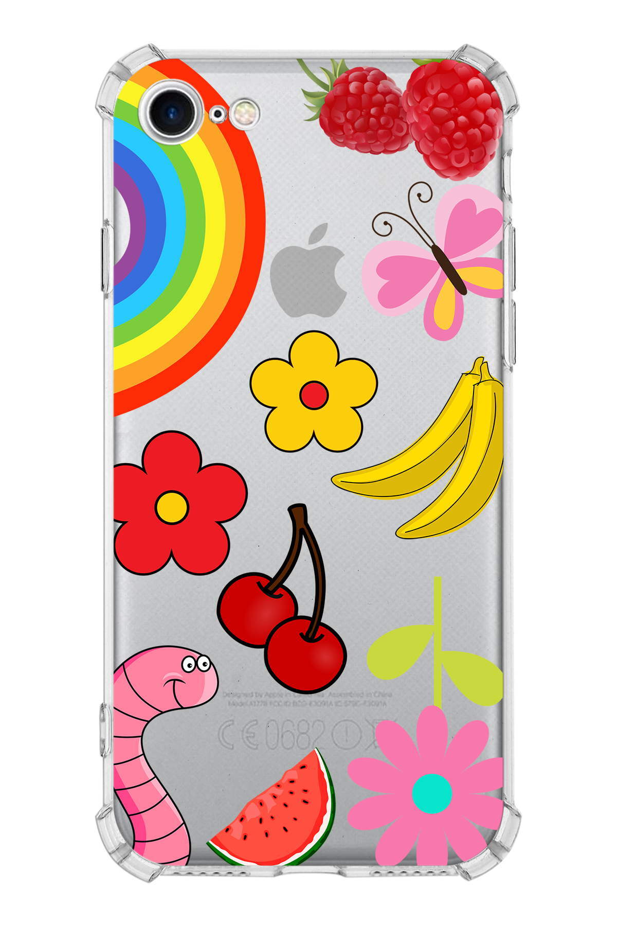 PrinriFy Apple iPhone SE 2020 Uyumlu Water Color 5 Baskılı Şeffaf Köşe Korumalı Antişok Kılıf