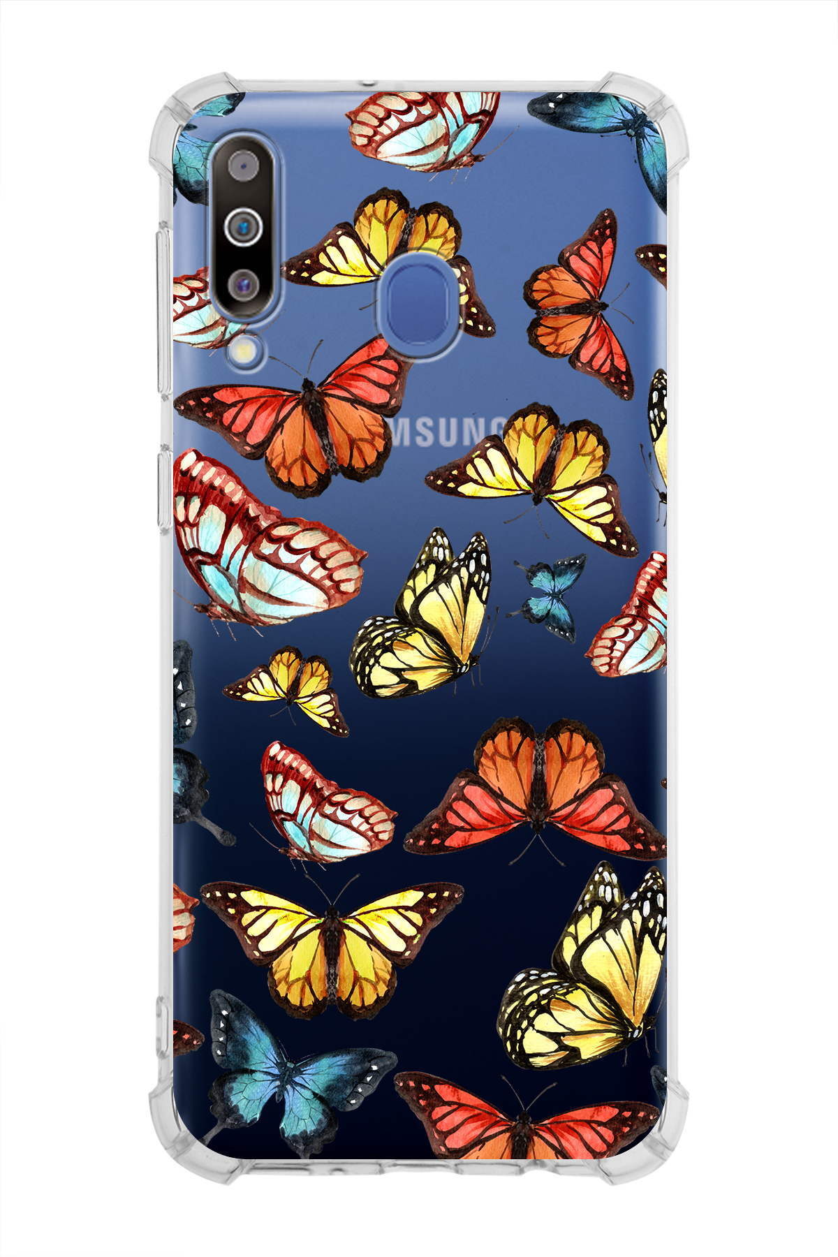 PrinriFy Samsung Galaxy M30 Uyumlu Water Color 2 Baskılı Şeffaf Köşe Korumalı Antişok Kılıf